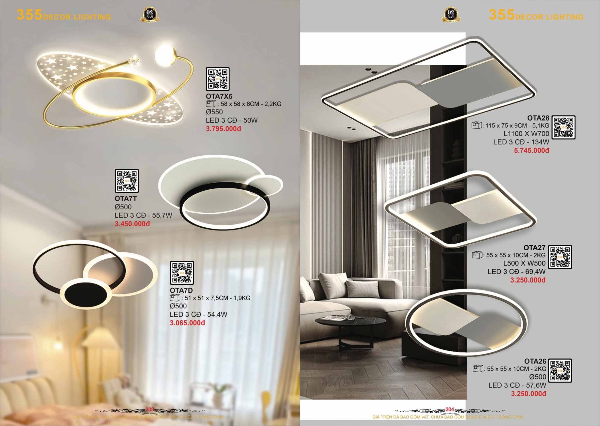 Bảng giá đèn trang trí 355 Decor