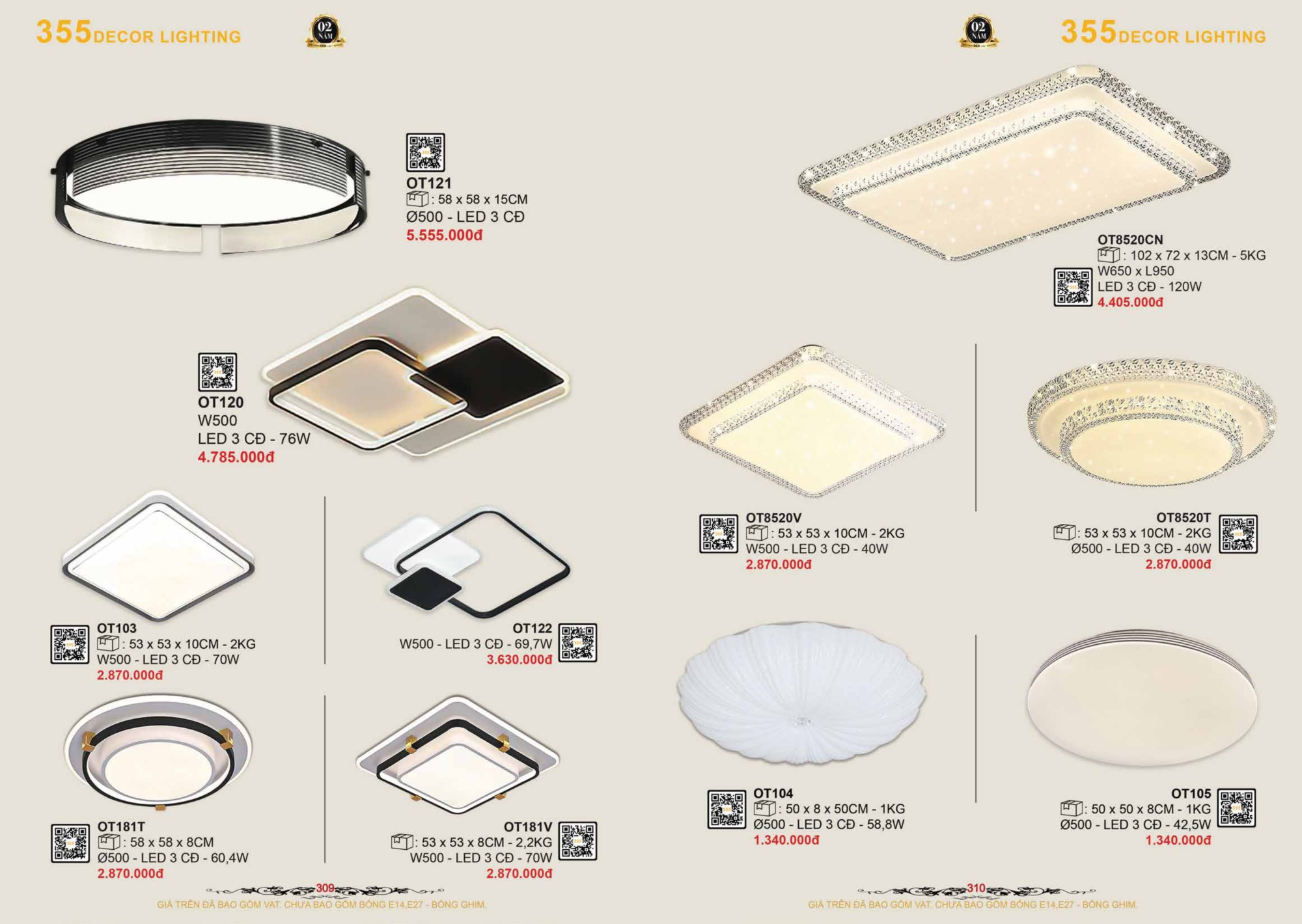 Bảng giá đèn trang trí 355 Decor