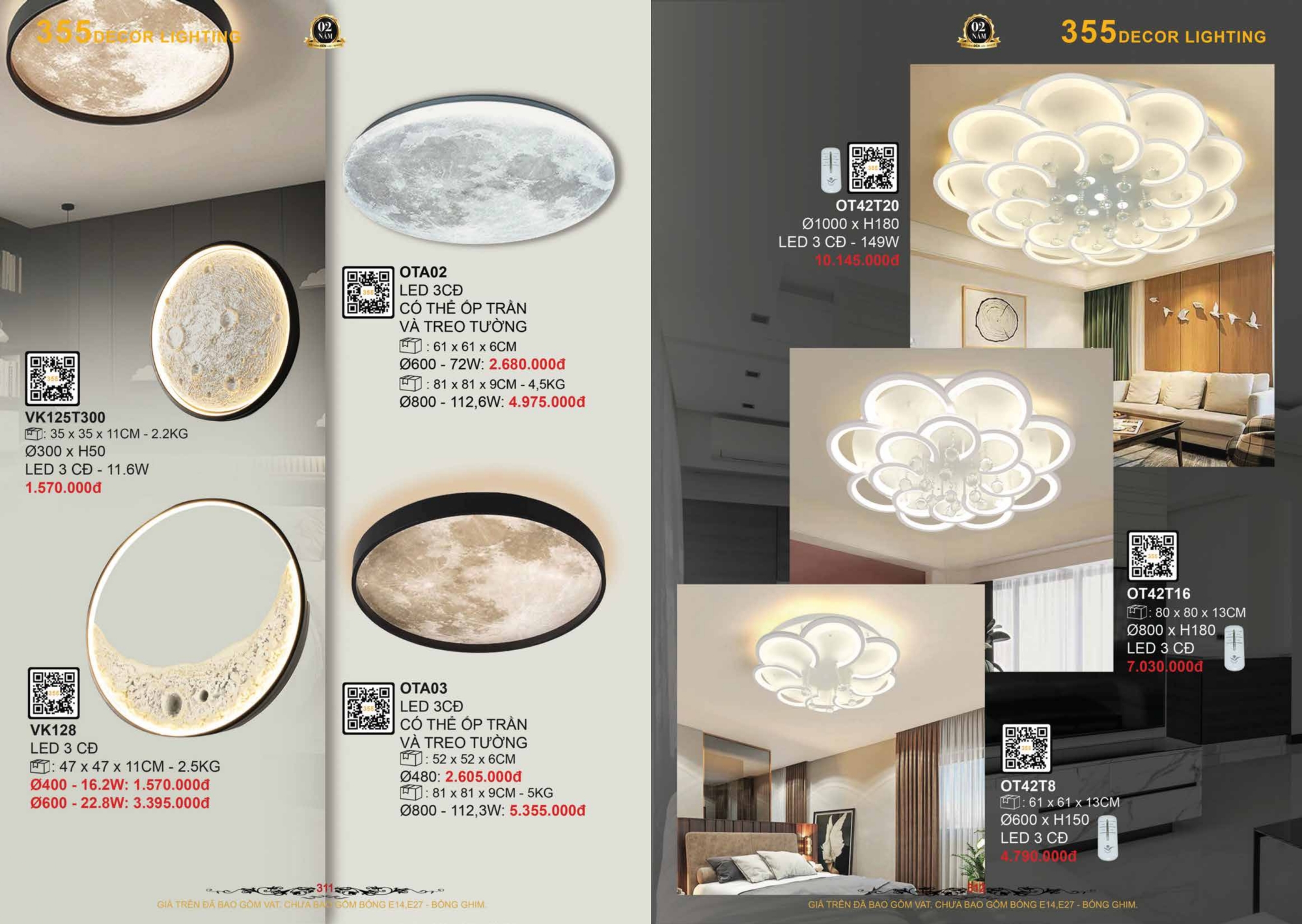 Bảng giá đèn trang trí 355 Decor