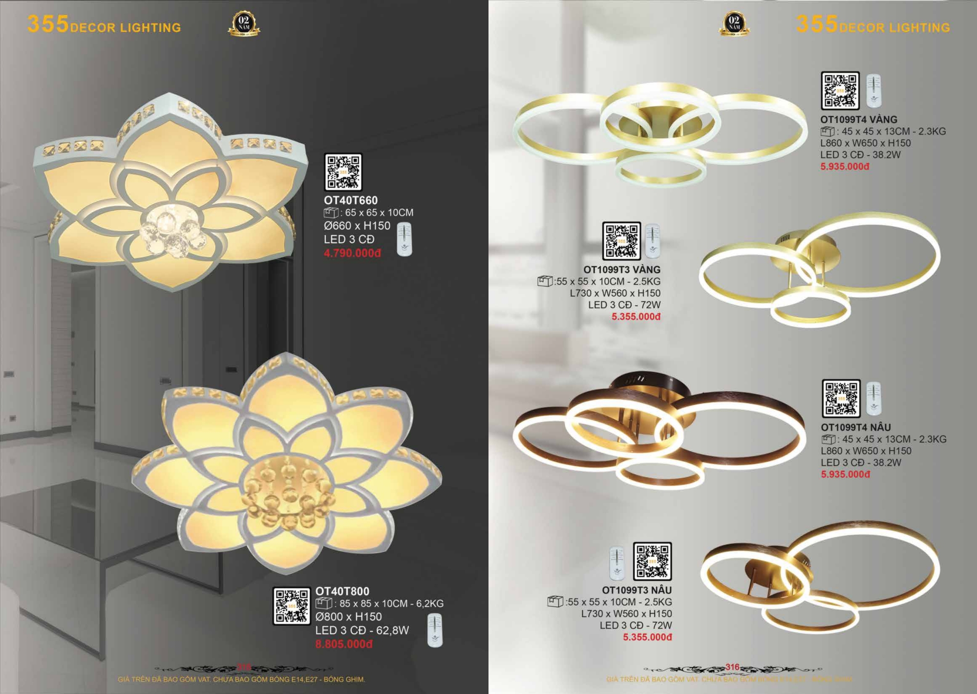 Bảng giá đèn trang trí 355 Decor