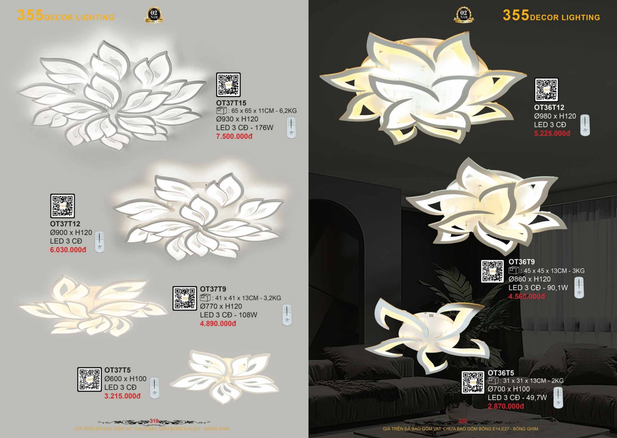 Bảng giá đèn trang trí 355 Decor