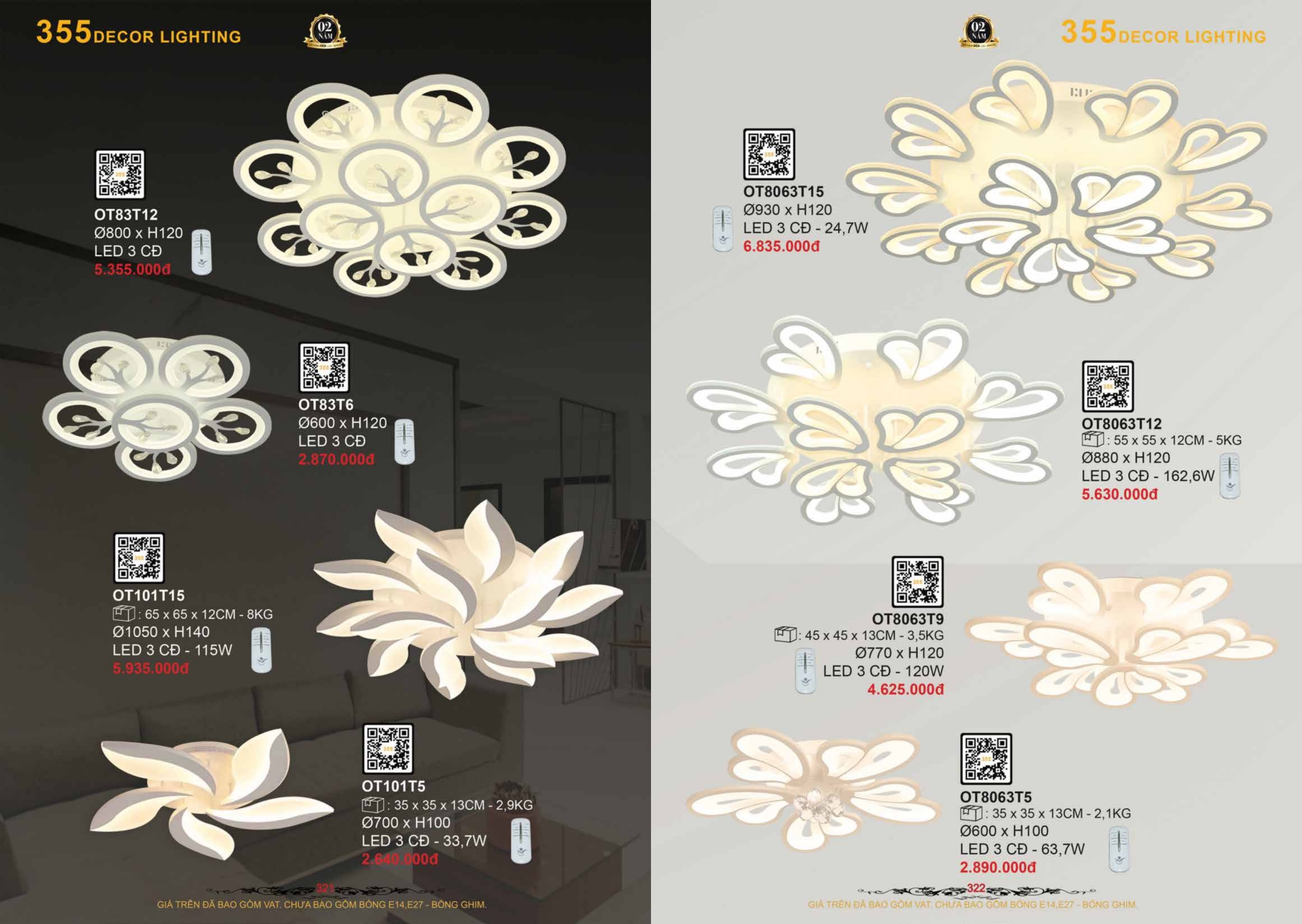 Bảng giá đèn trang trí 355 Decor