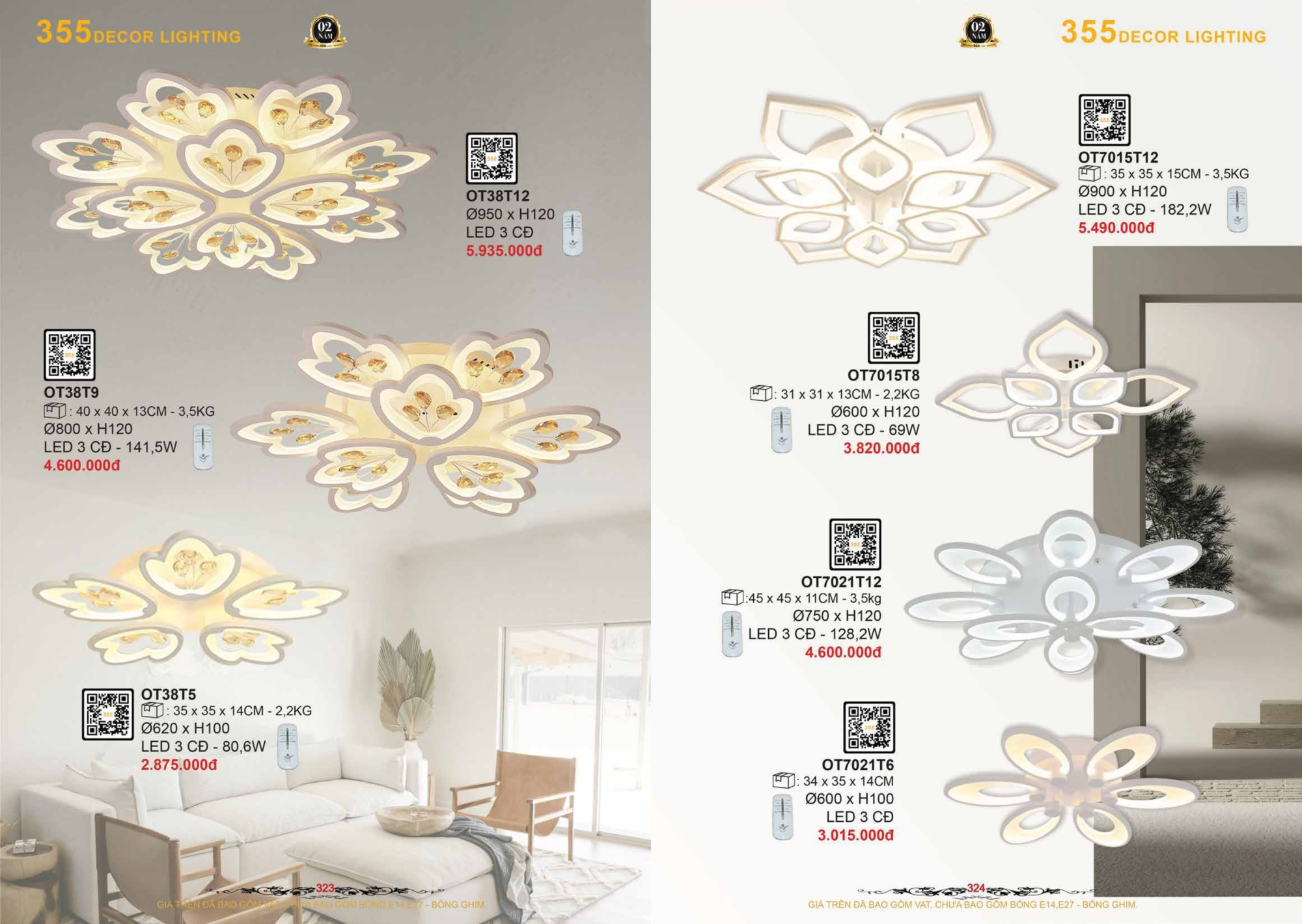 Bảng giá đèn trang trí 355 Decor