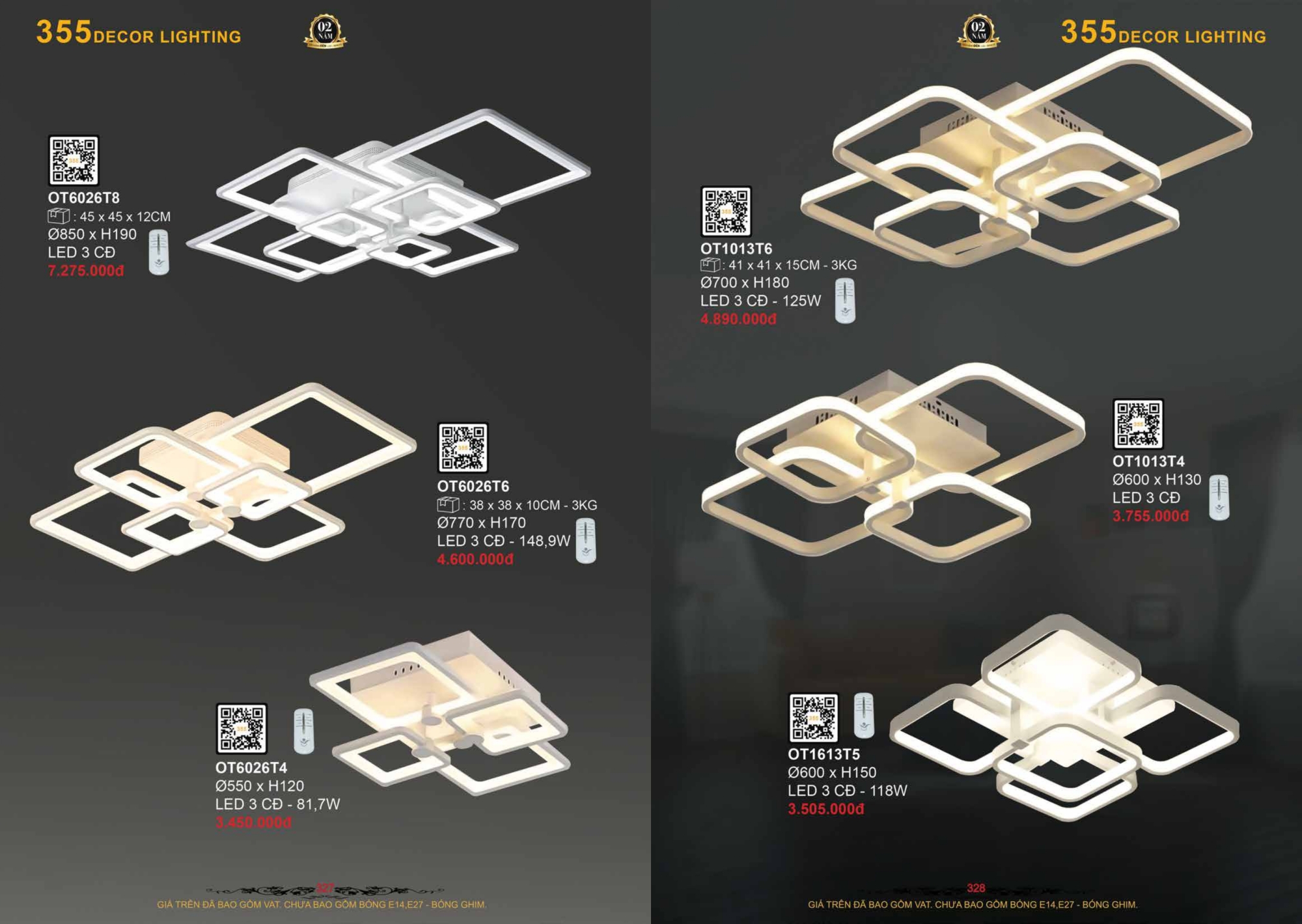 Bảng giá đèn trang trí 355 Decor