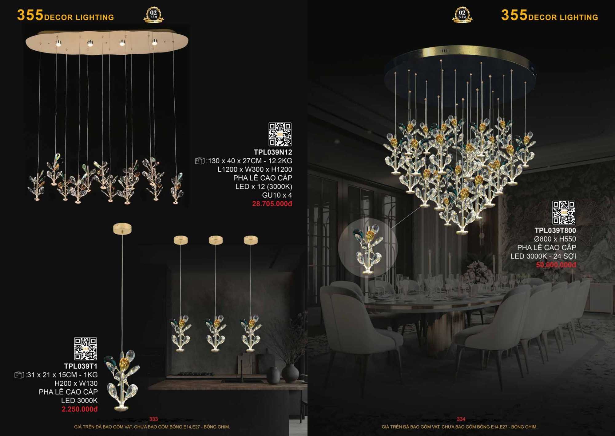 Bảng giá đèn trang trí 355 Decor