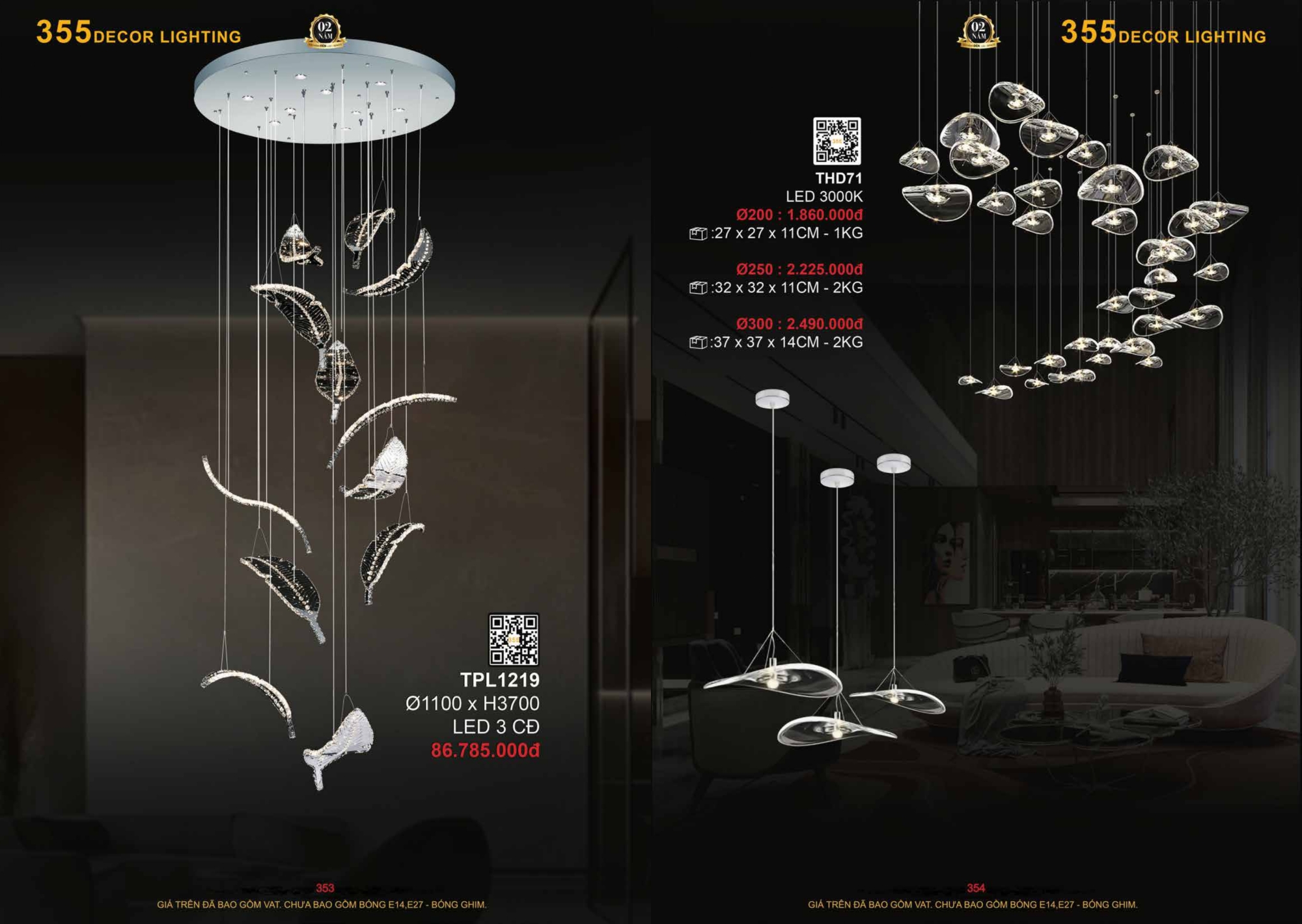 Bảng giá đèn trang trí 355 Decor
