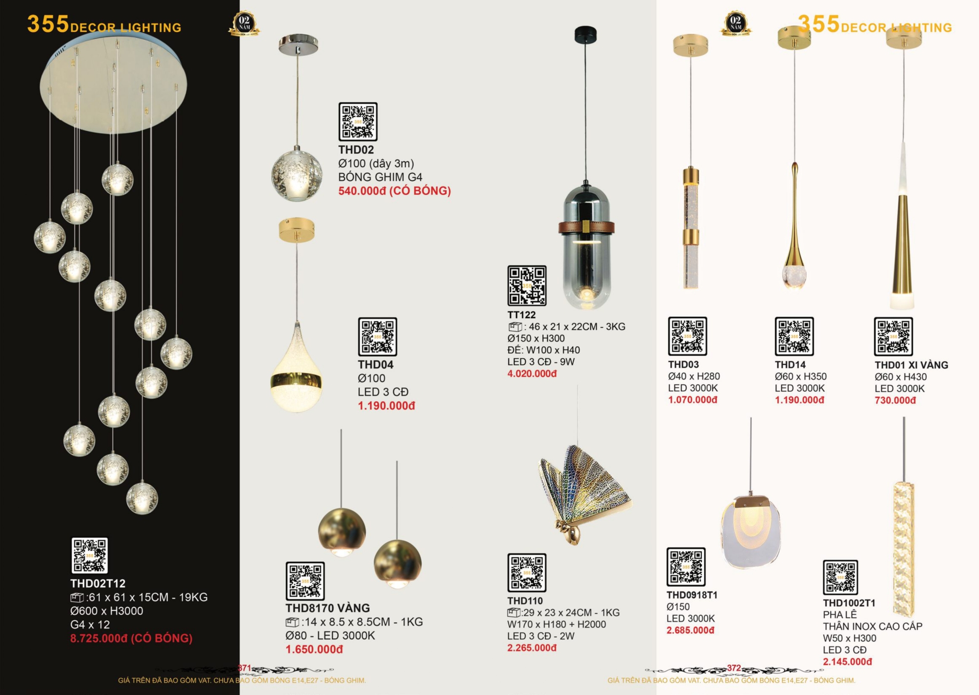 Bảng giá đèn trang trí 355 Decor