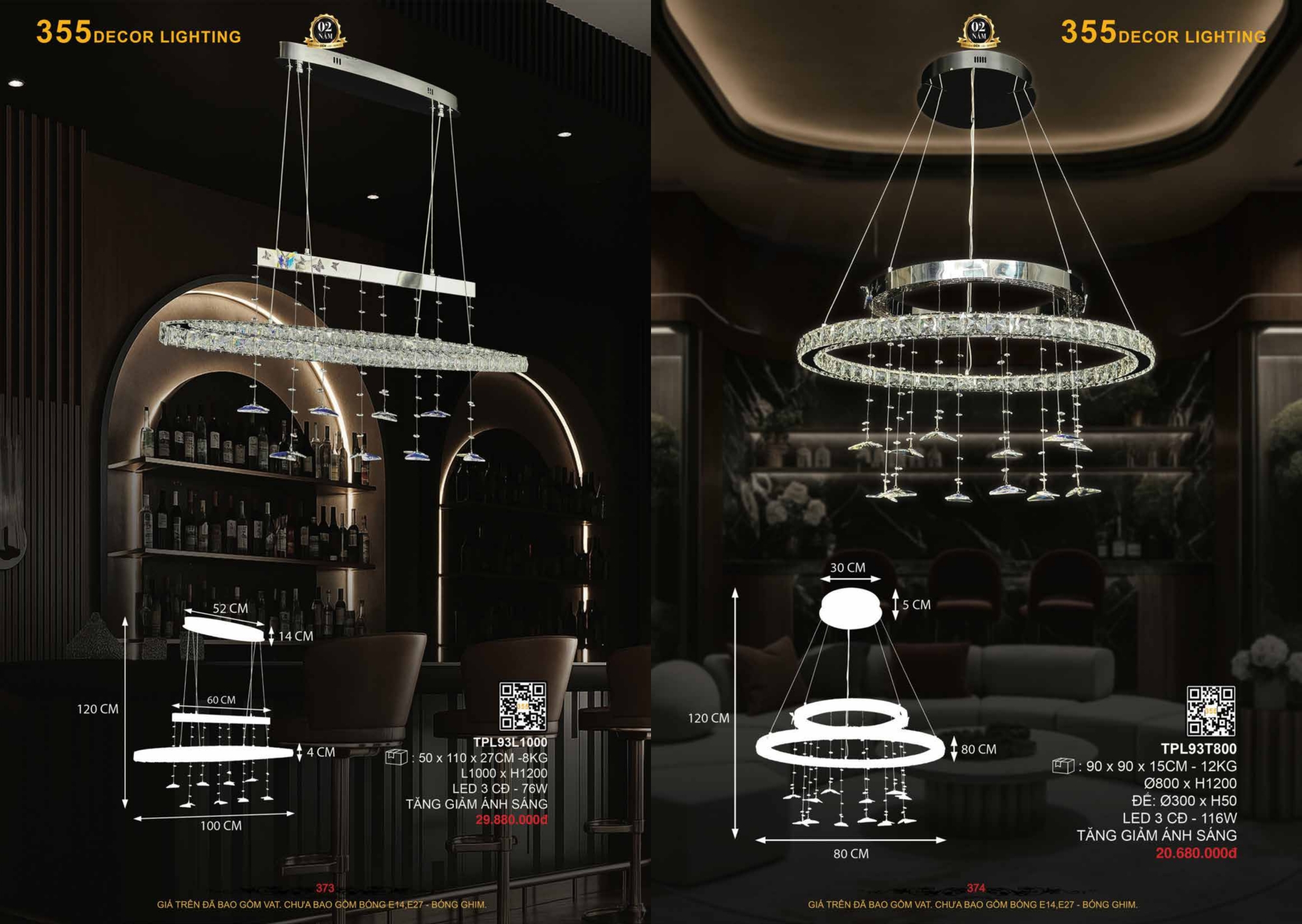 Bảng giá đèn trang trí 355 Decor