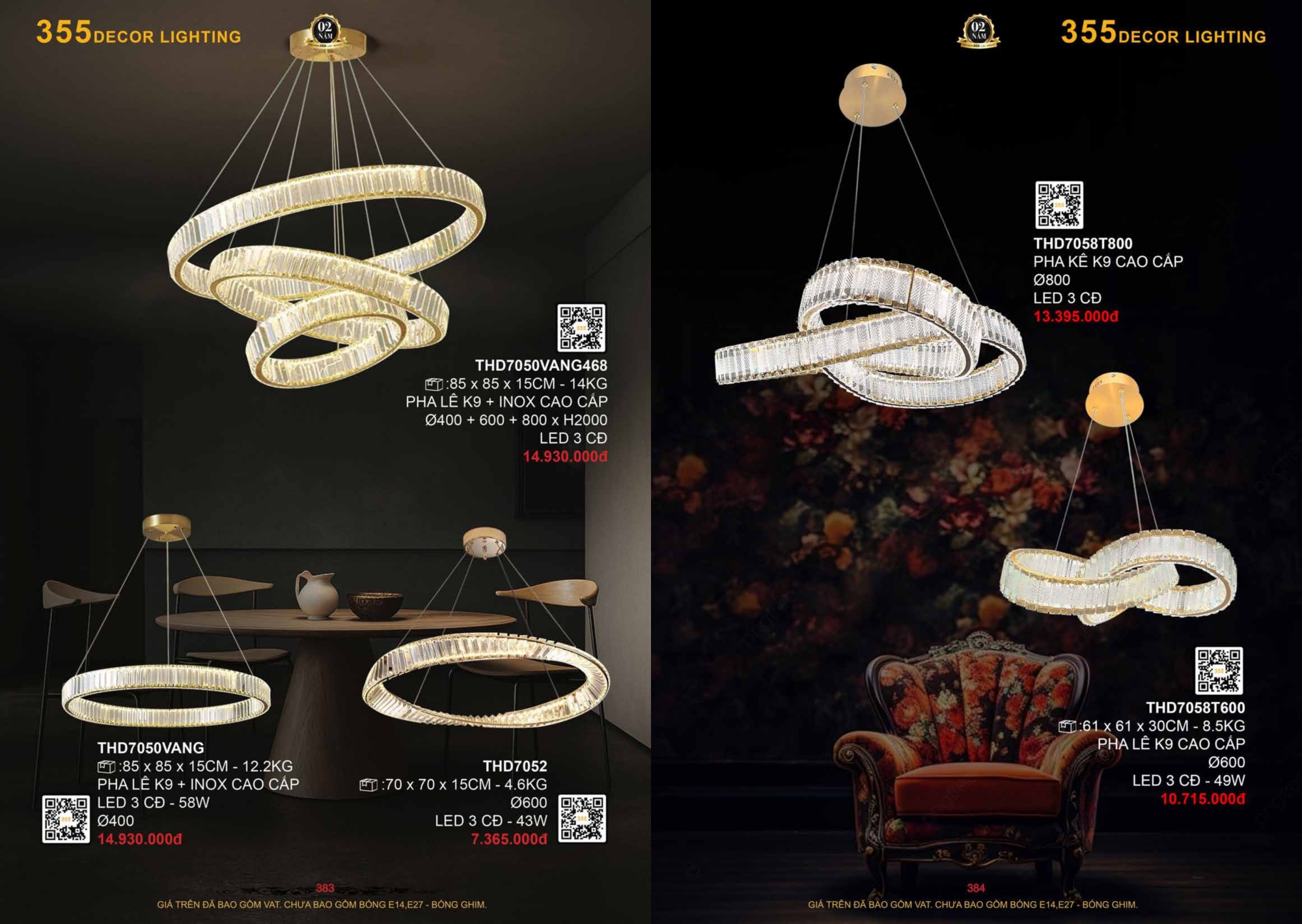 Bảng giá đèn trang trí 355 Decor