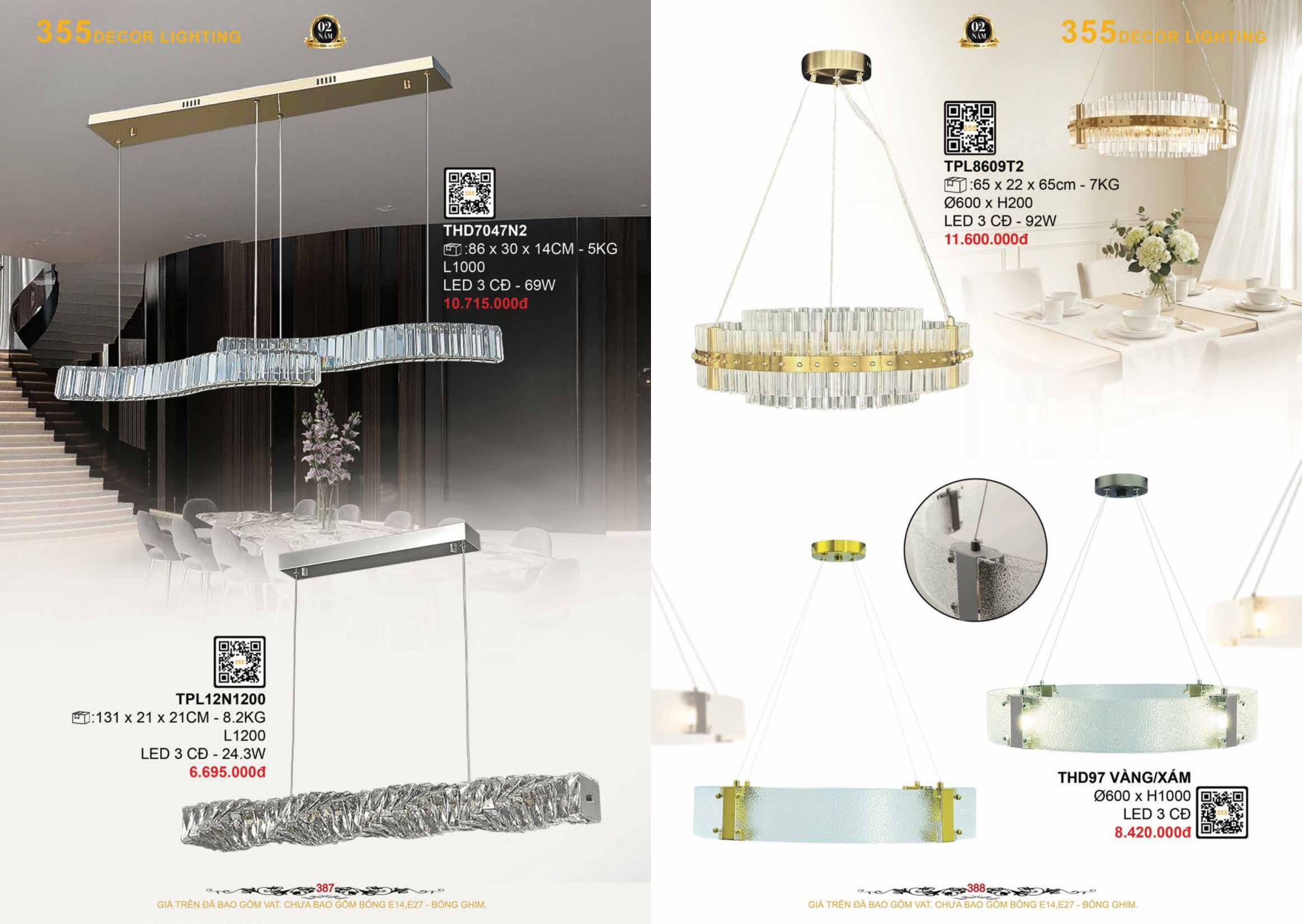 Bảng giá đèn trang trí 355 Decor