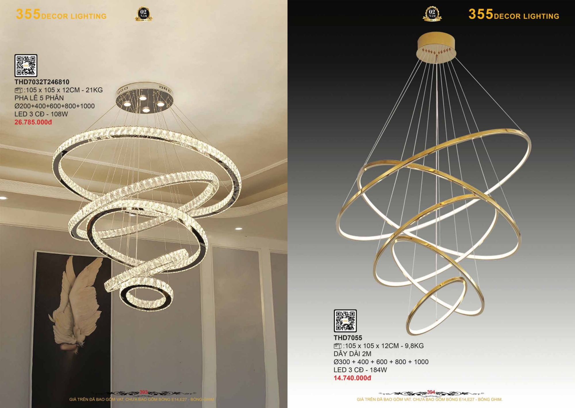 Bảng giá đèn trang trí 355 Decor