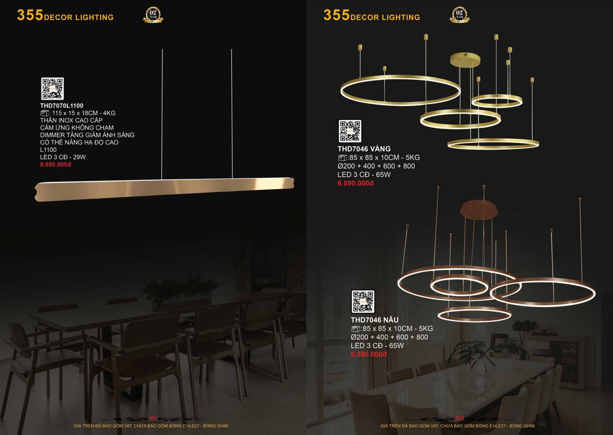 Bảng giá đèn trang trí 355 Decor