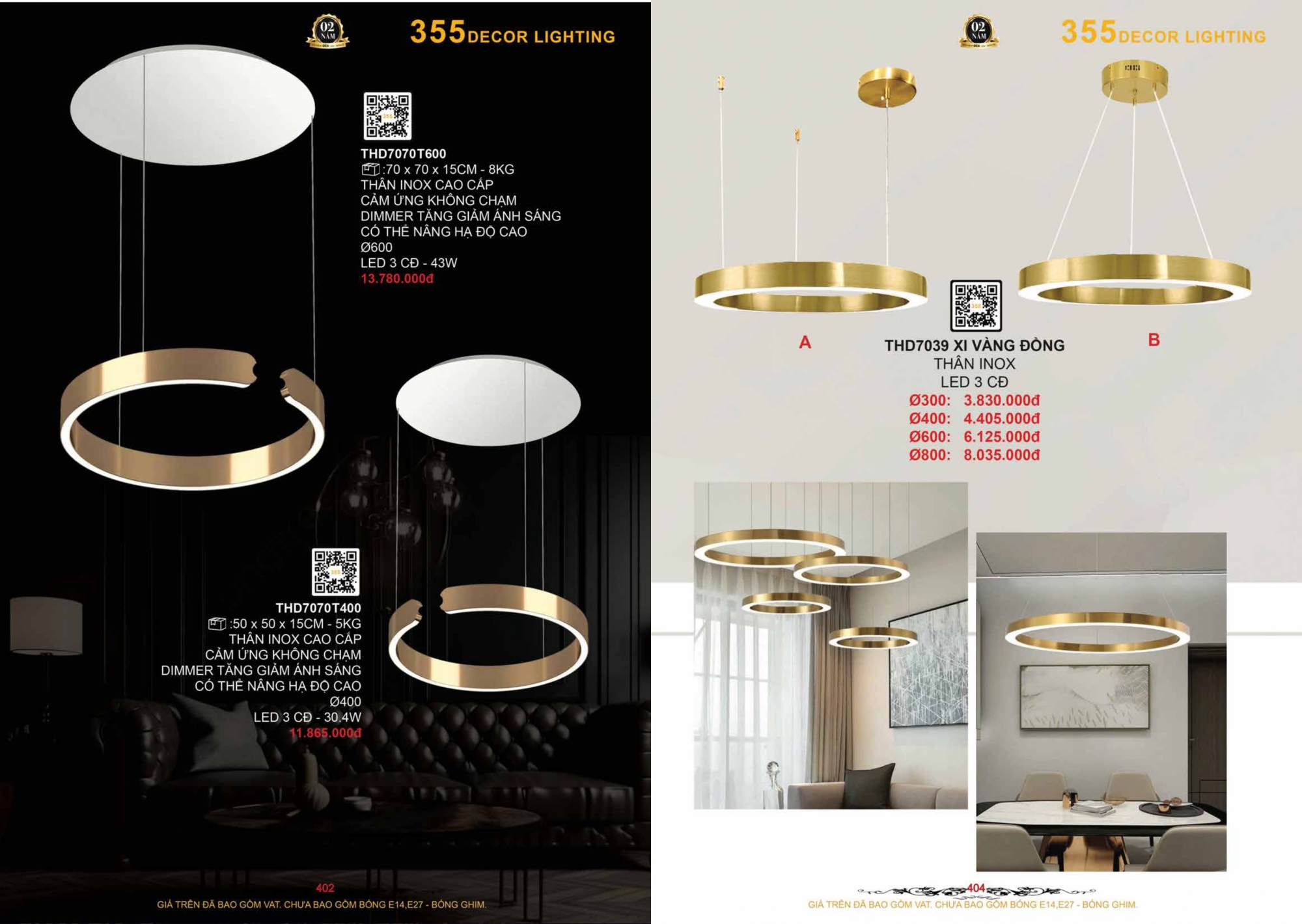 Bảng giá đèn trang trí 355 Decor
