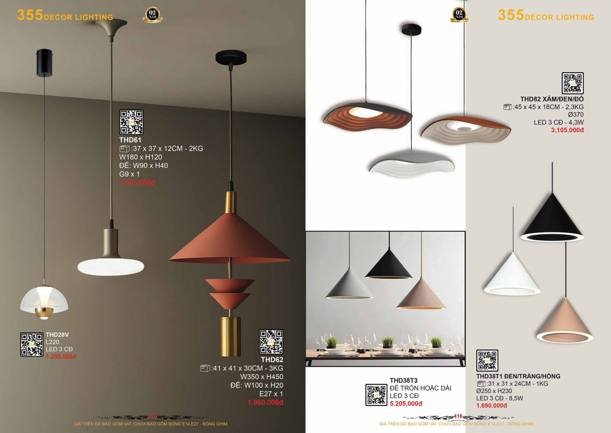Bảng giá đèn trang trí 355 Decor