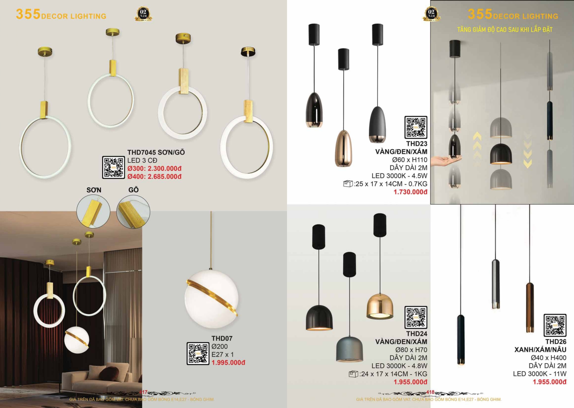 Bảng giá đèn trang trí 355 Decor