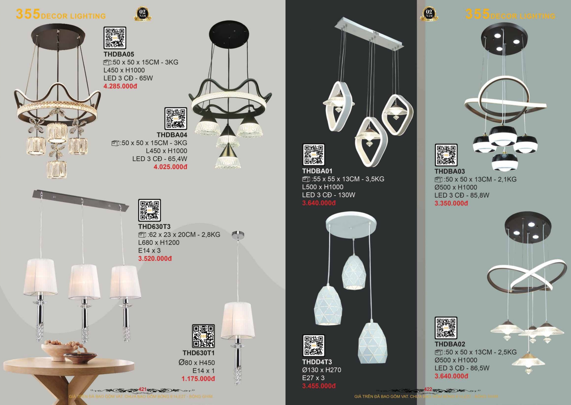 Bảng giá đèn trang trí 355 Decor