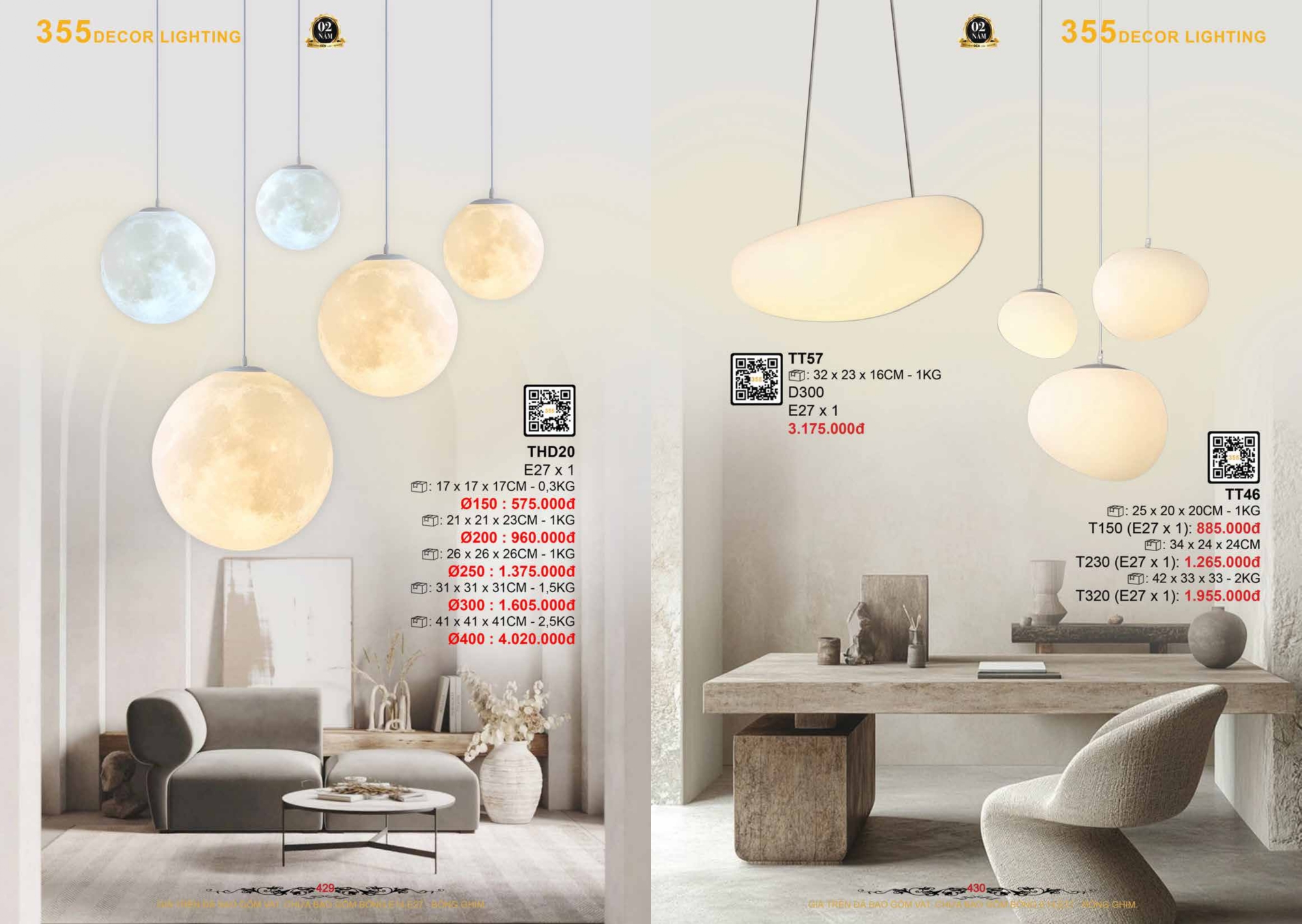 Bảng giá đèn trang trí 355 Decor