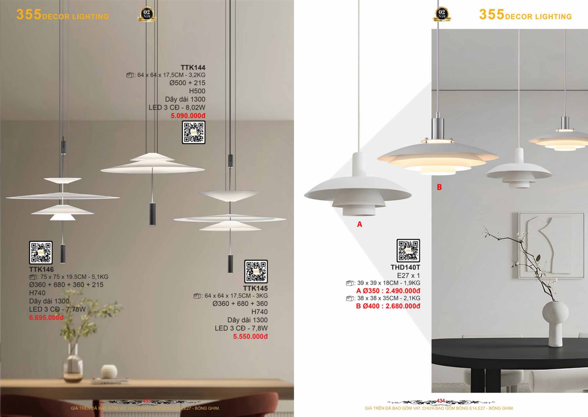 Bảng giá đèn trang trí 355 Decor