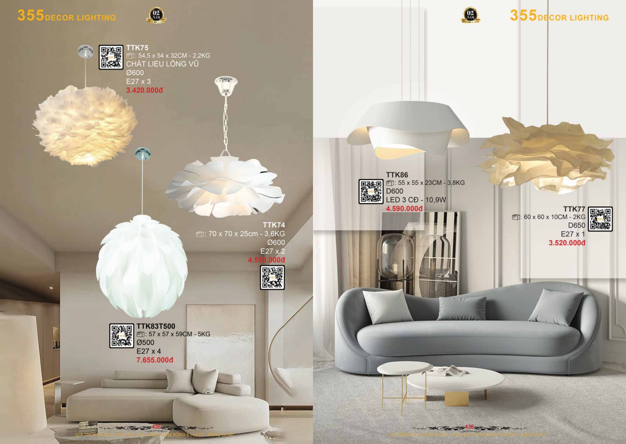 Bảng giá đèn trang trí 355 Decor