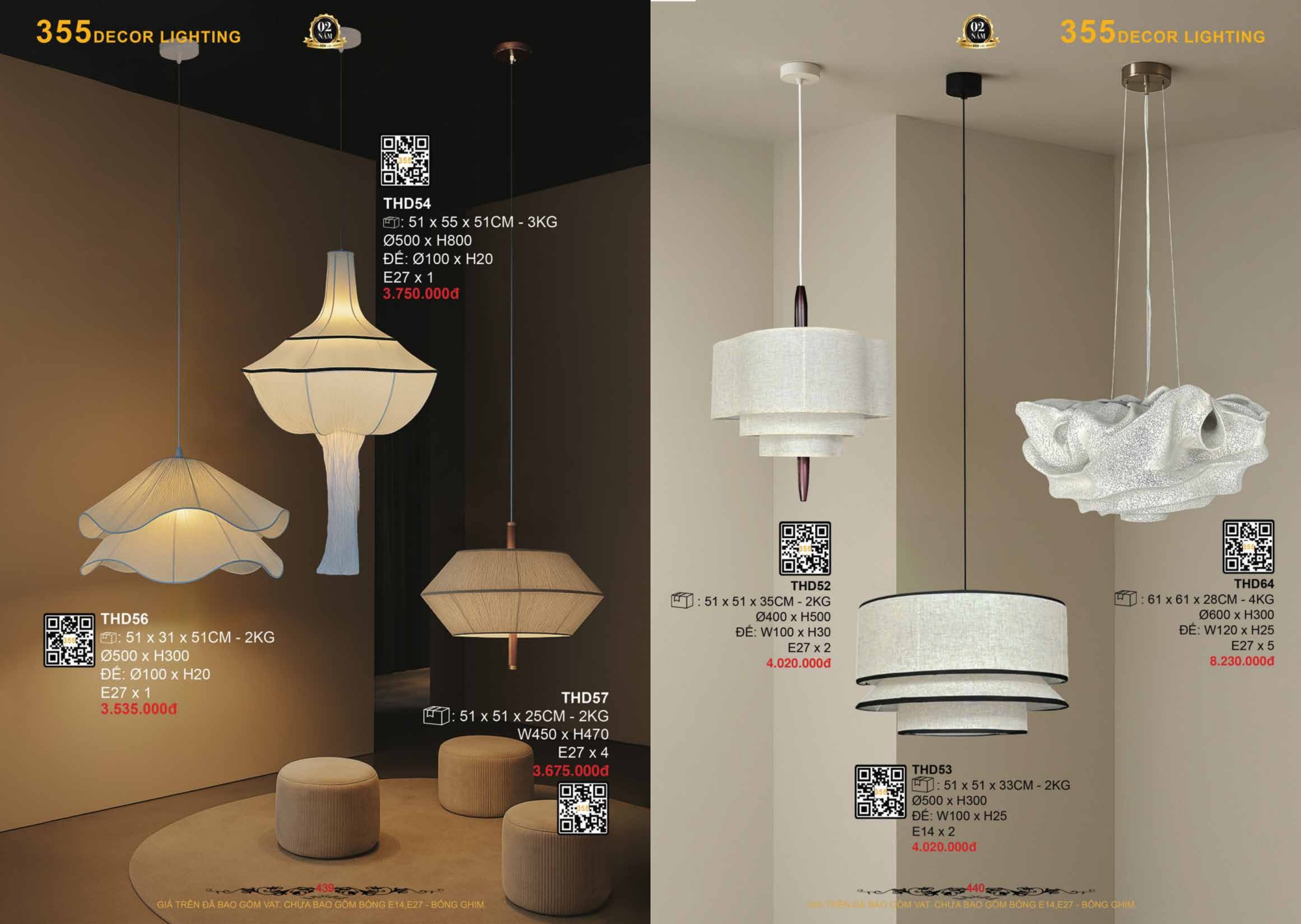Bảng giá đèn trang trí 355 Decor