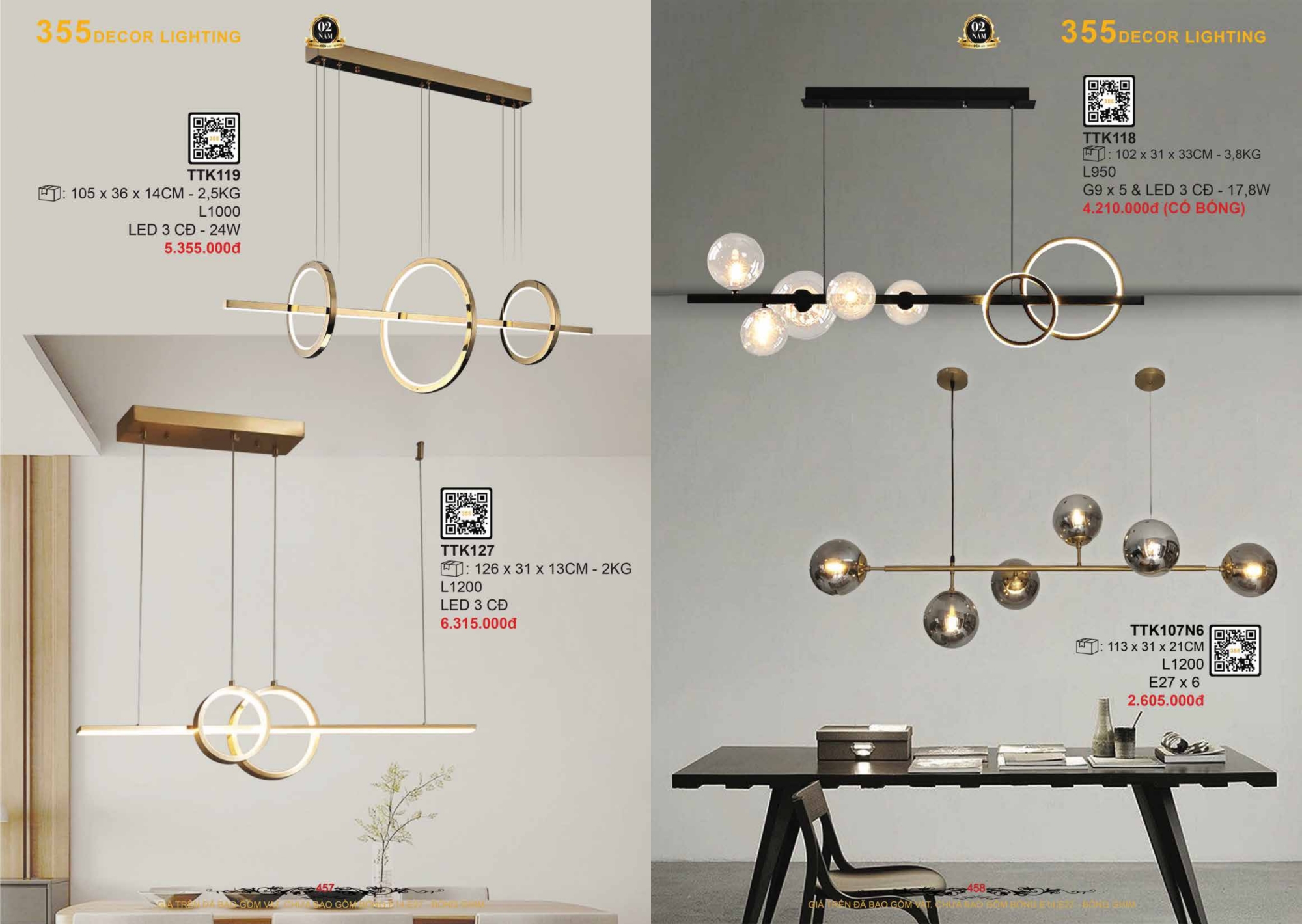 Bảng giá đèn trang trí 355 Decor