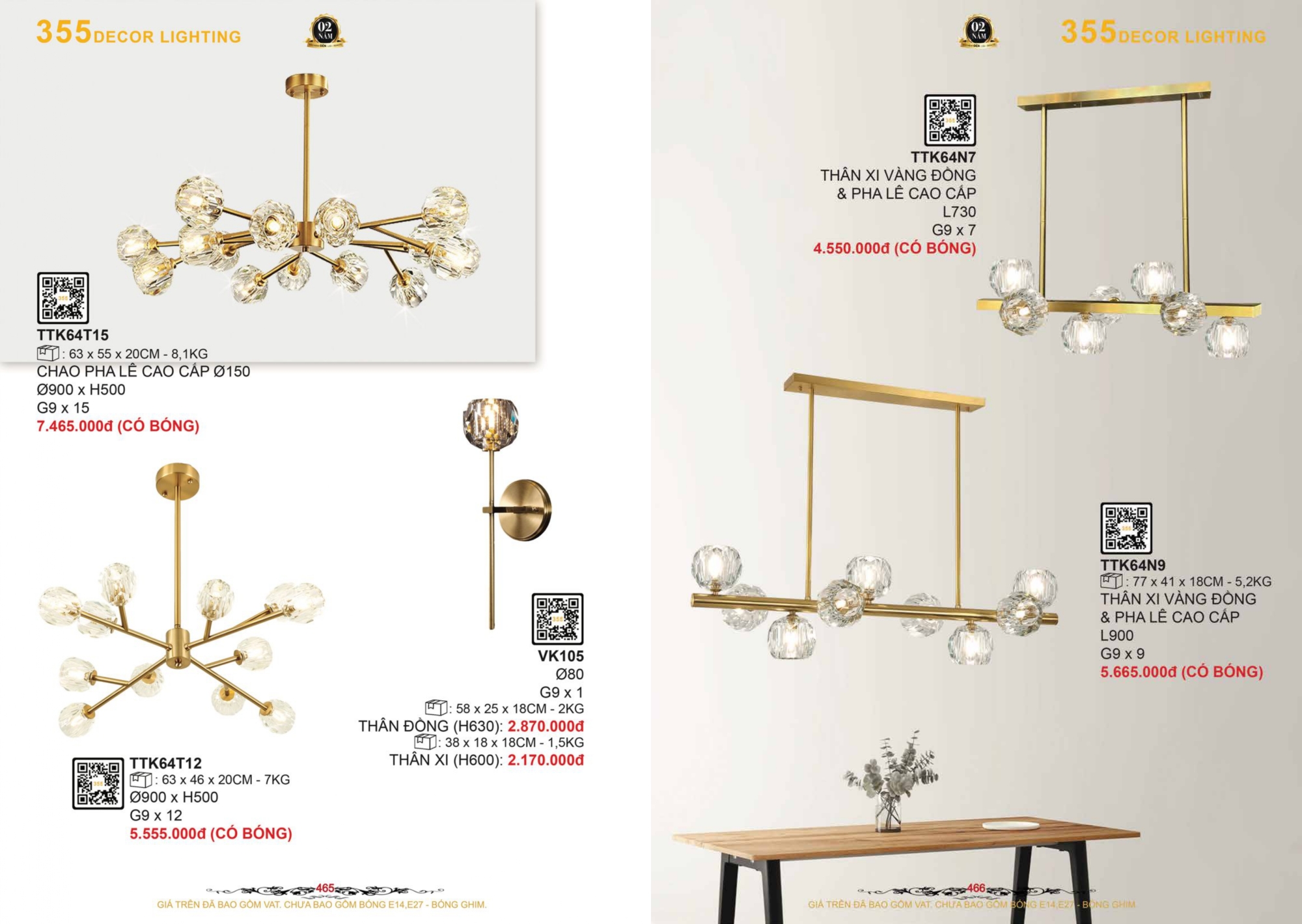 Bảng giá đèn trang trí 355 Decor