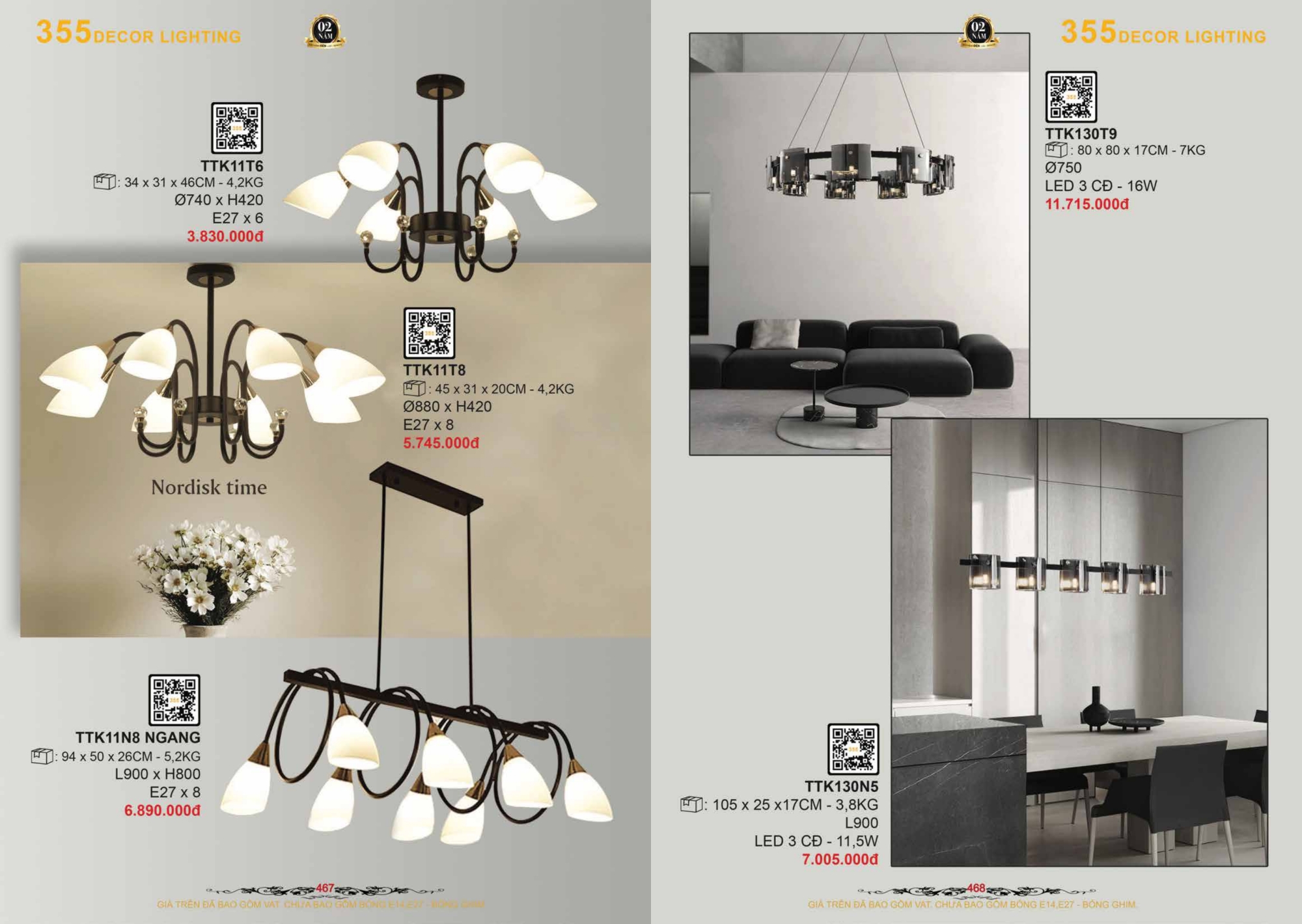 Bảng giá đèn trang trí 355 Decor