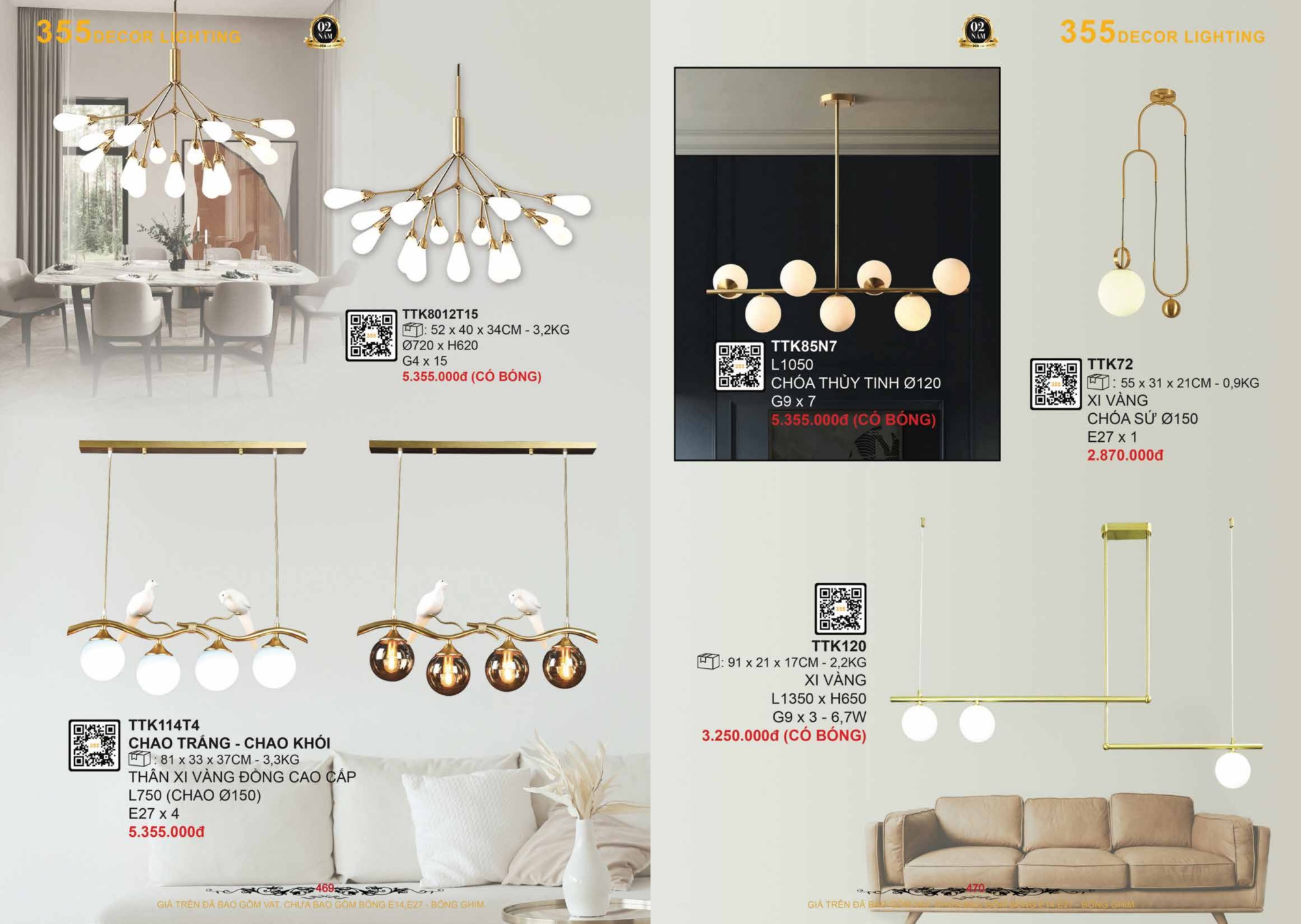 Bảng giá đèn trang trí 355 Decor