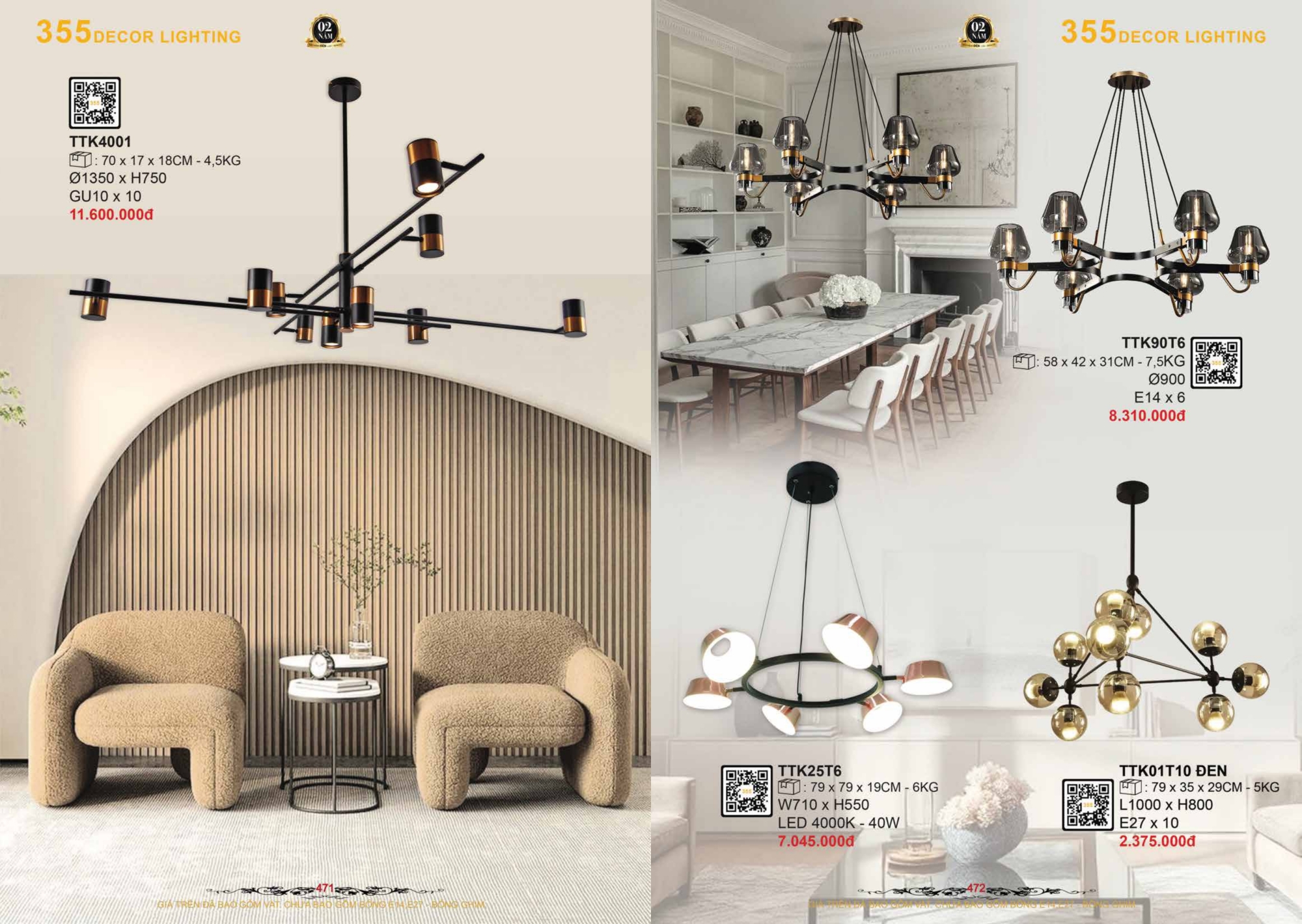 Bảng giá đèn trang trí 355 Decor