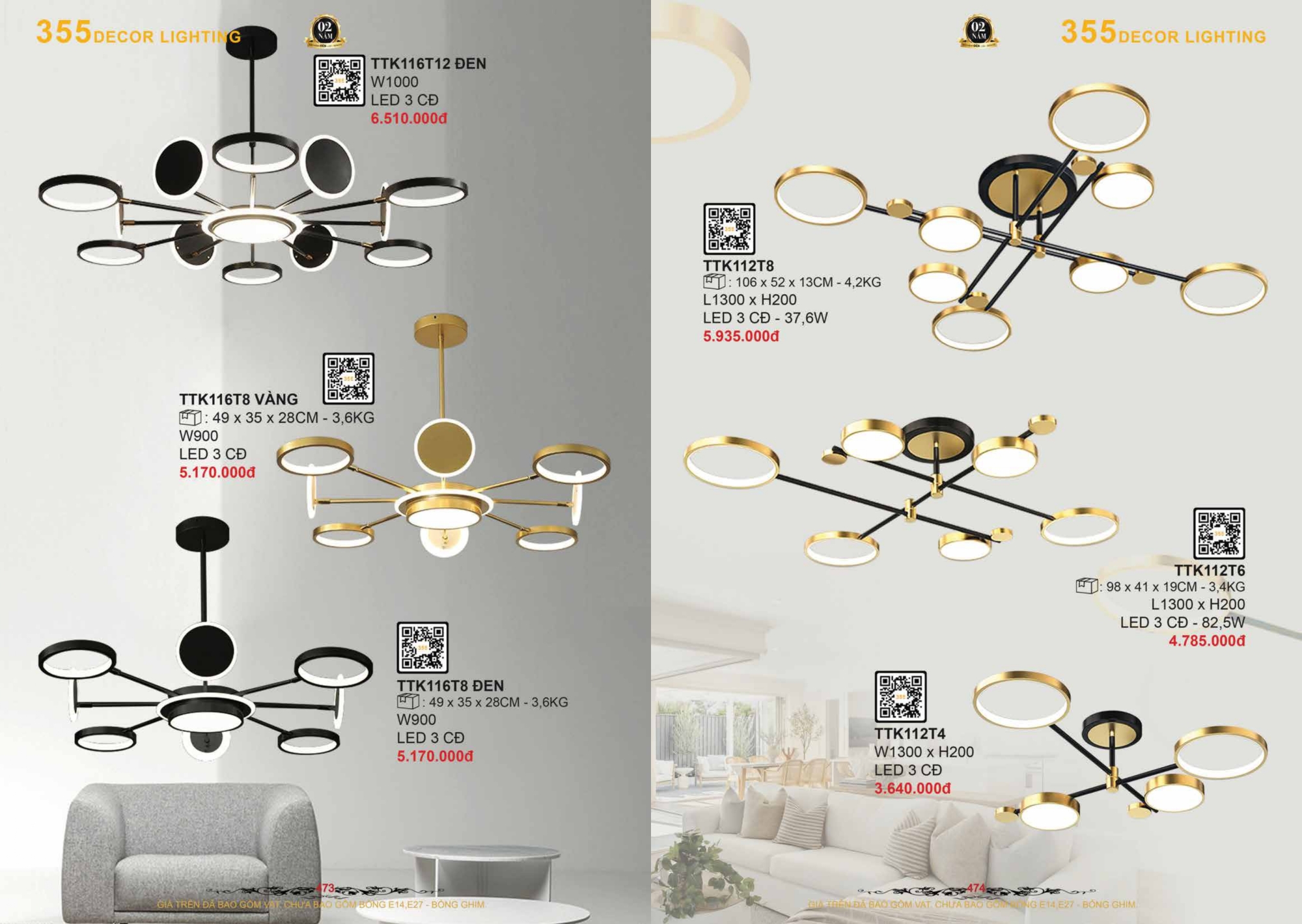 Bảng giá đèn trang trí 355 Decor