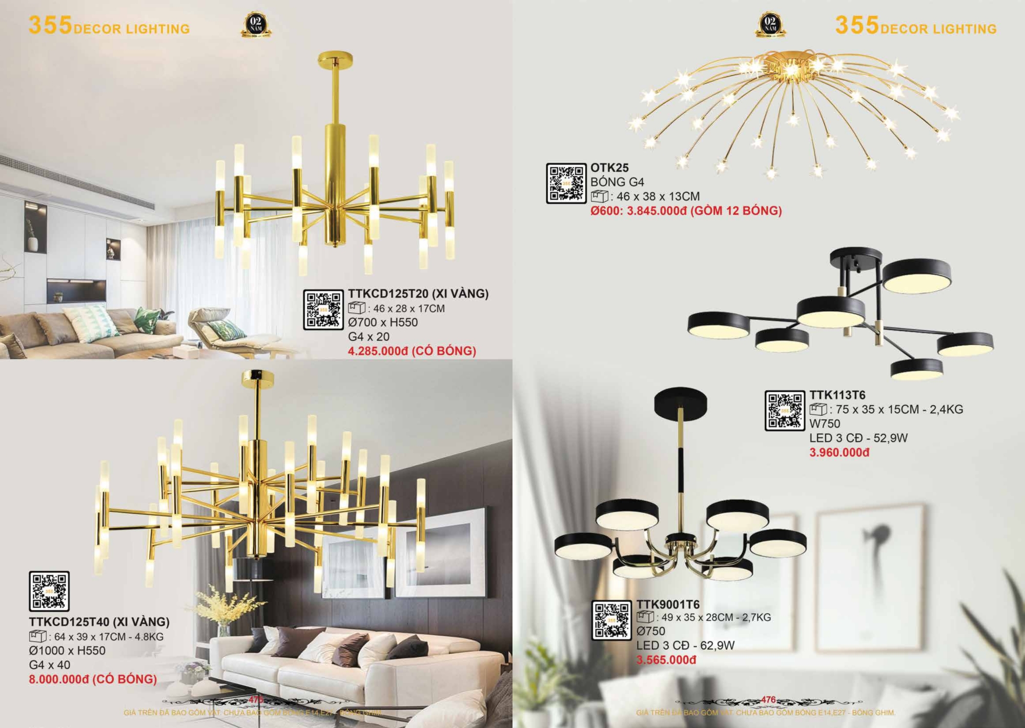 Bảng giá đèn trang trí 355 Decor