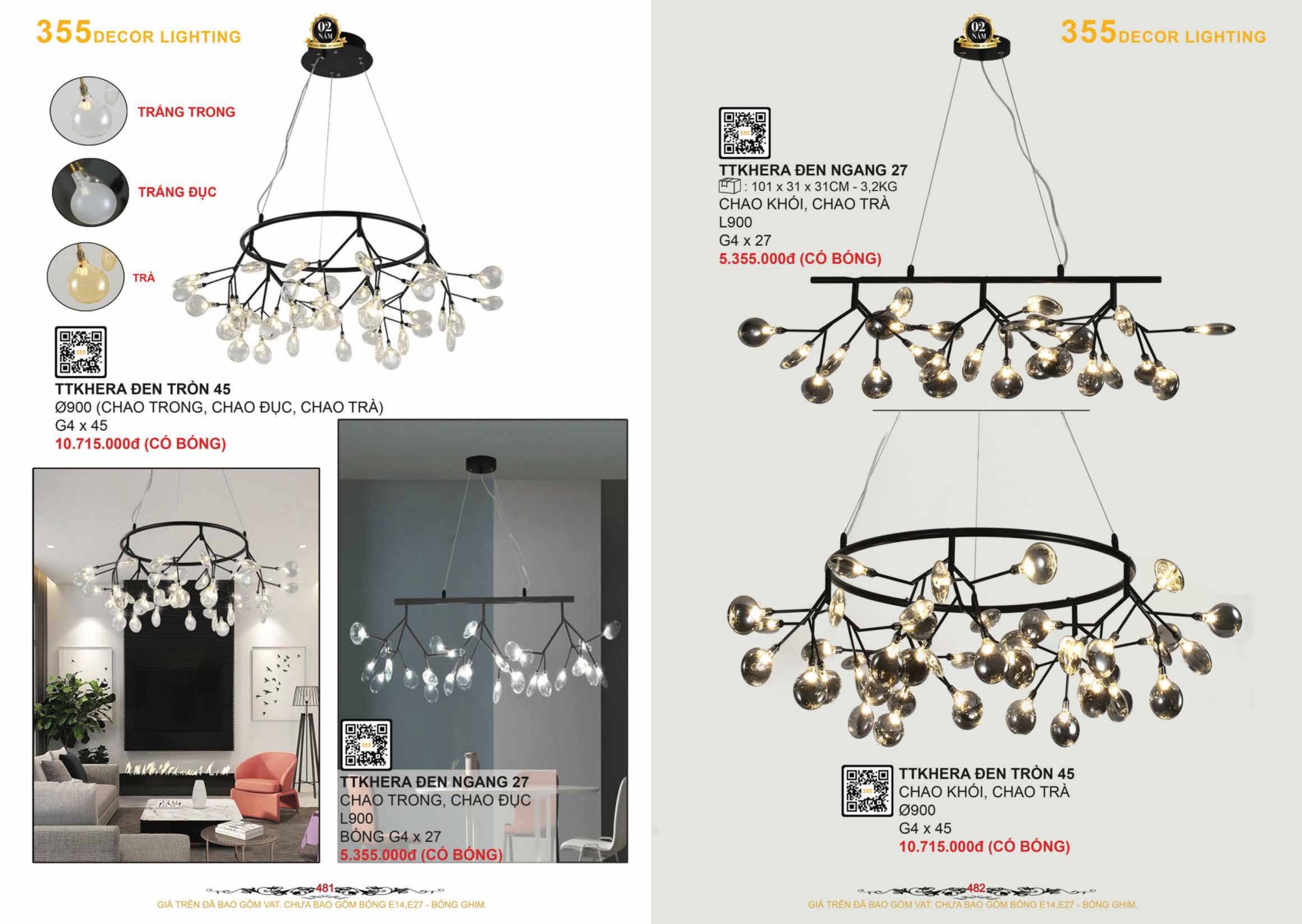 Bảng giá đèn trang trí 355 Decor