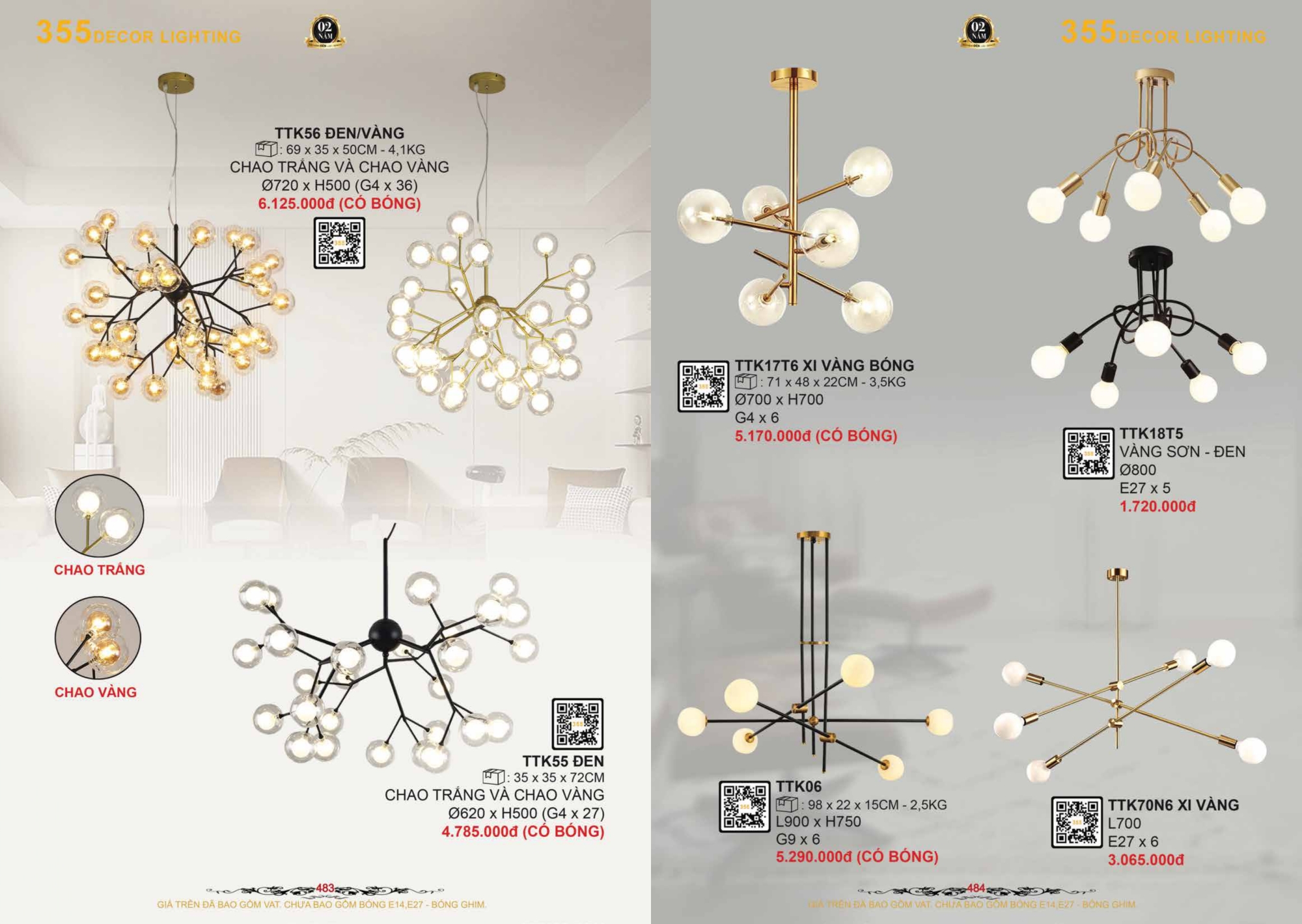 Bảng giá đèn trang trí 355 Decor