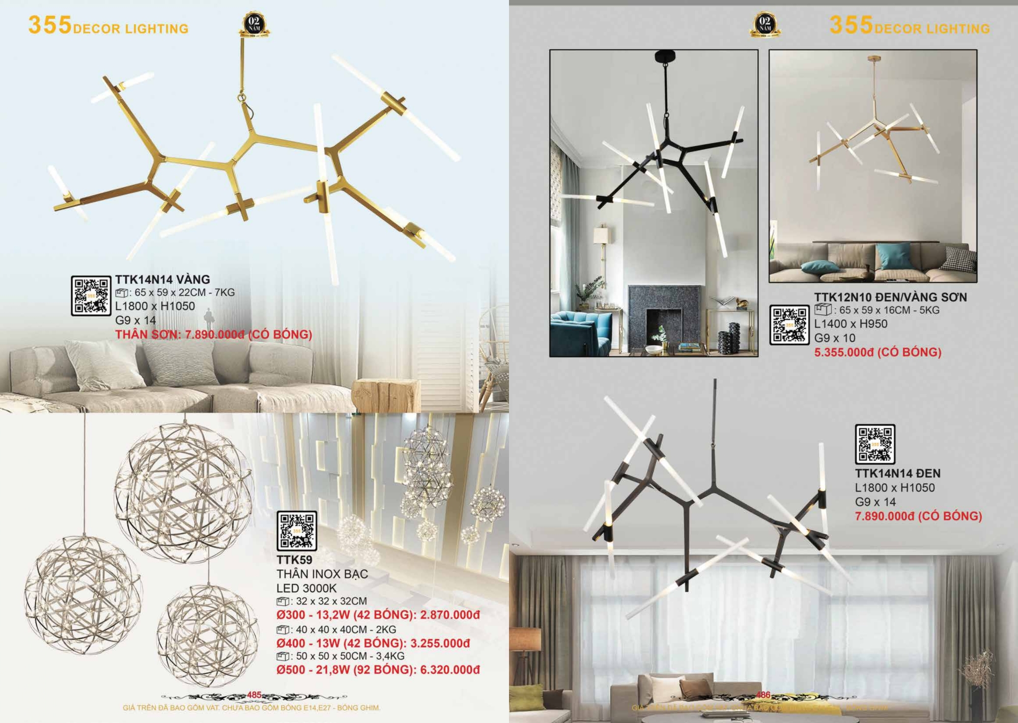 Bảng giá đèn trang trí 355 Decor