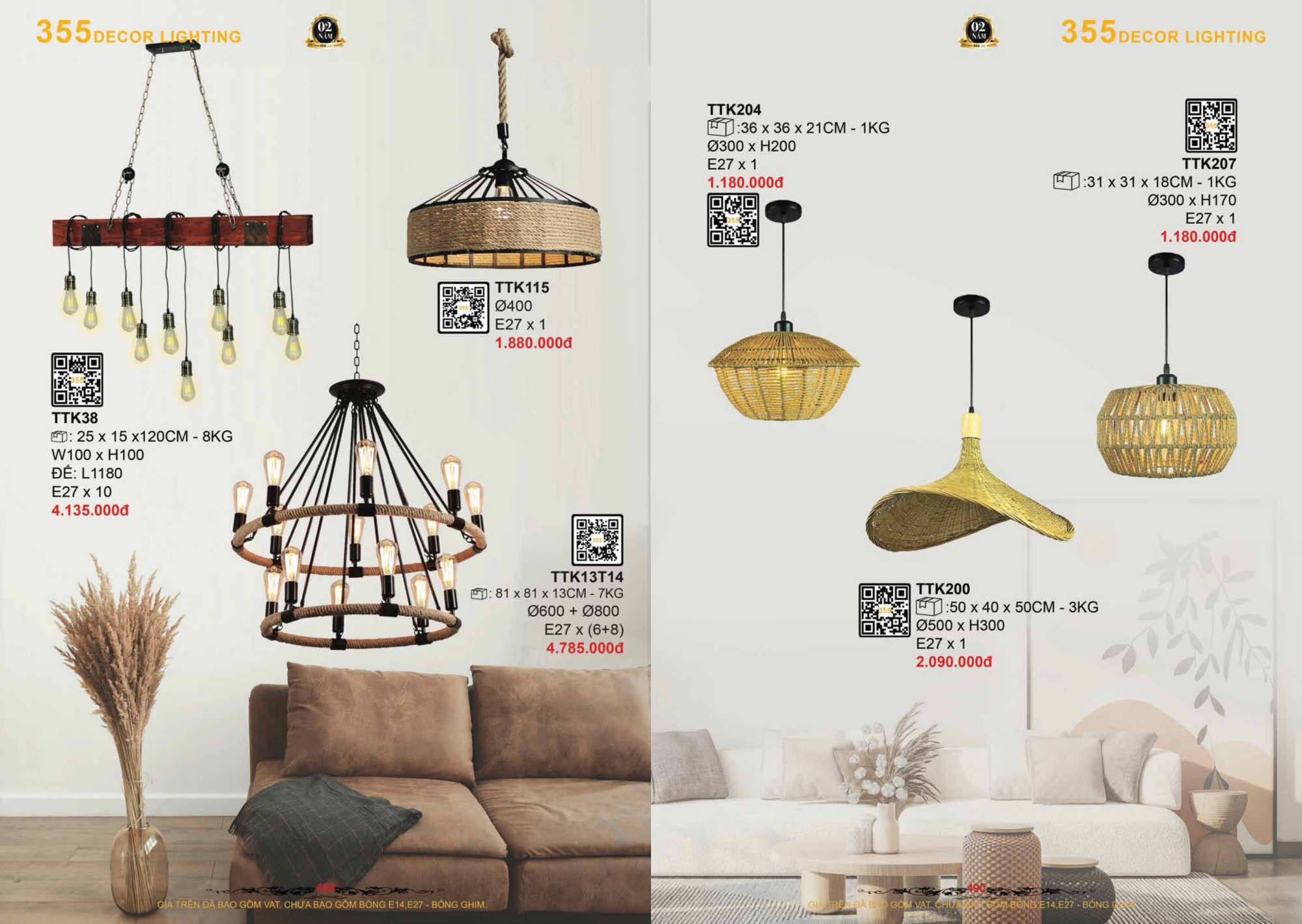 Bảng giá đèn trang trí 355 Decor