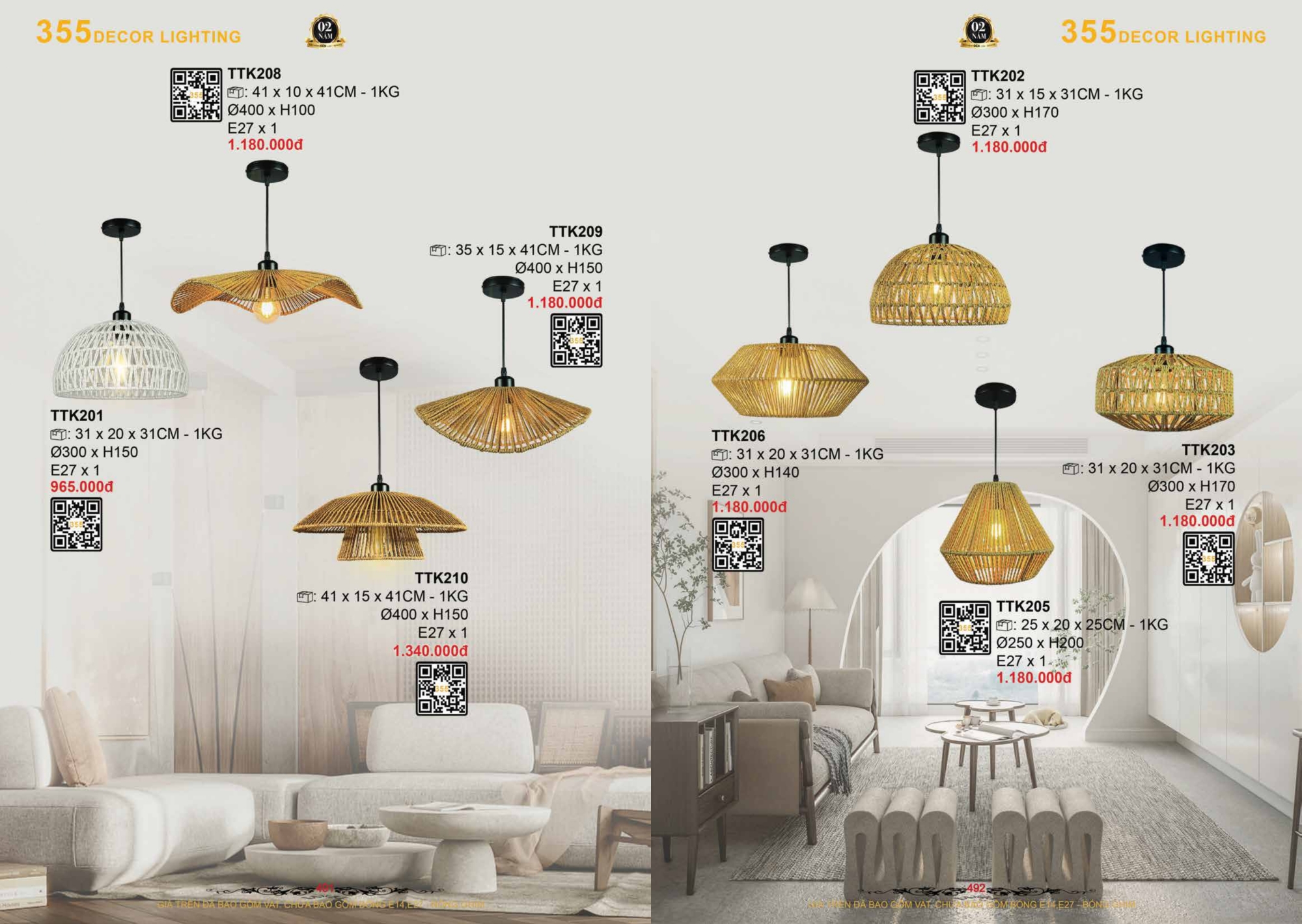 Bảng giá đèn trang trí 355 Decor