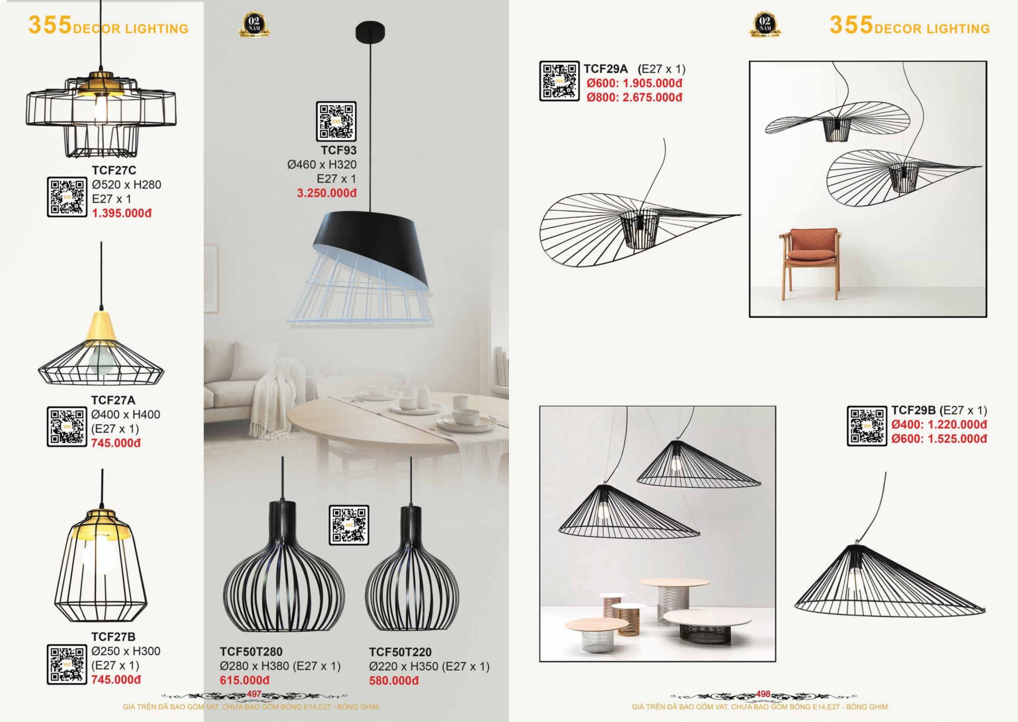 Bảng giá đèn trang trí 355 Decor
