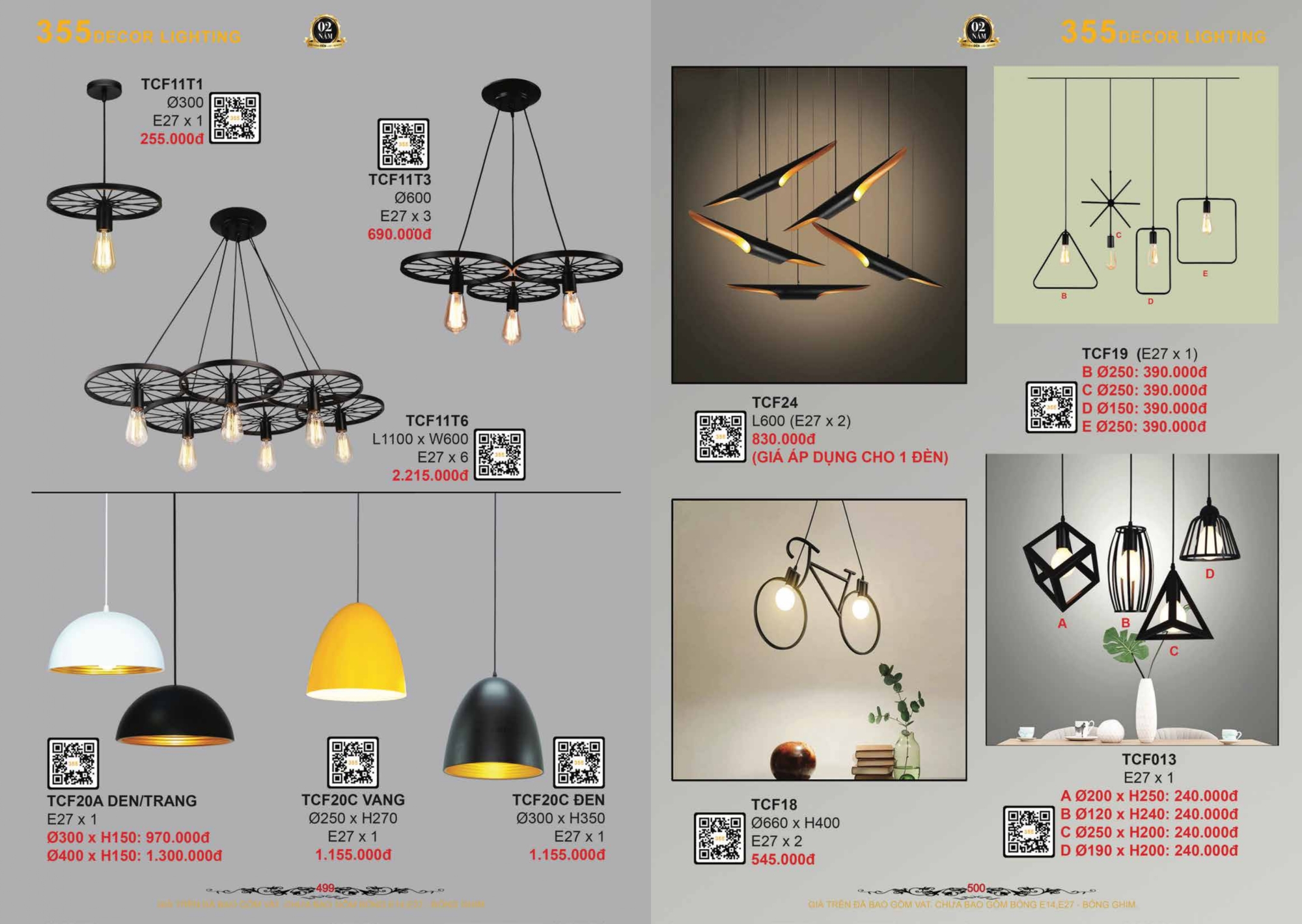 Bảng giá đèn trang trí 355 Decor
