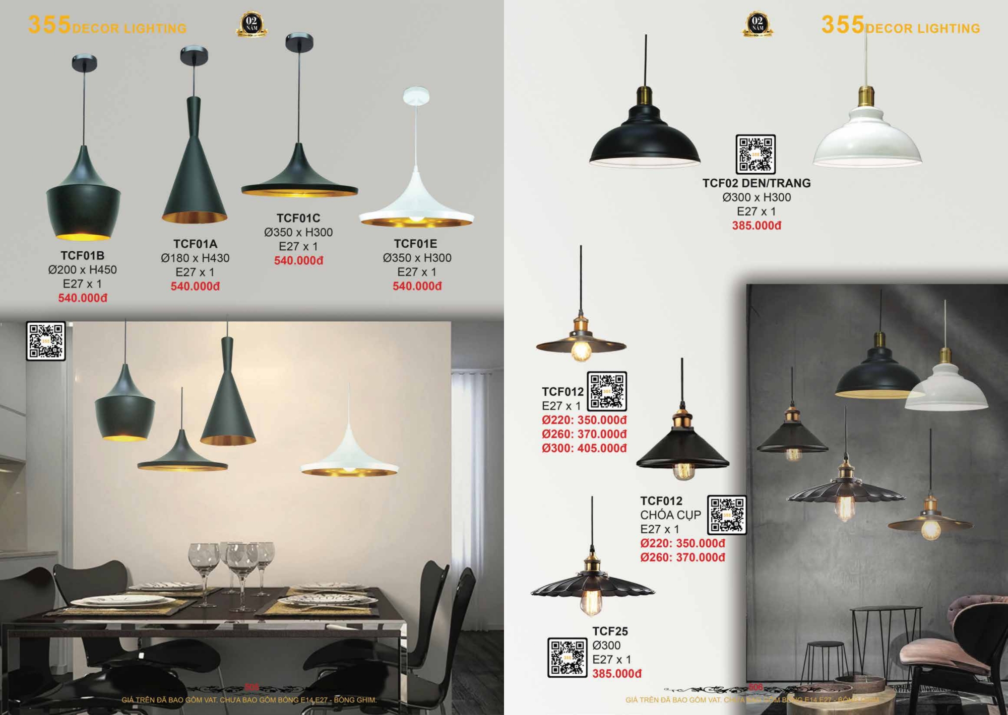 Bảng giá đèn trang trí 355 Decor