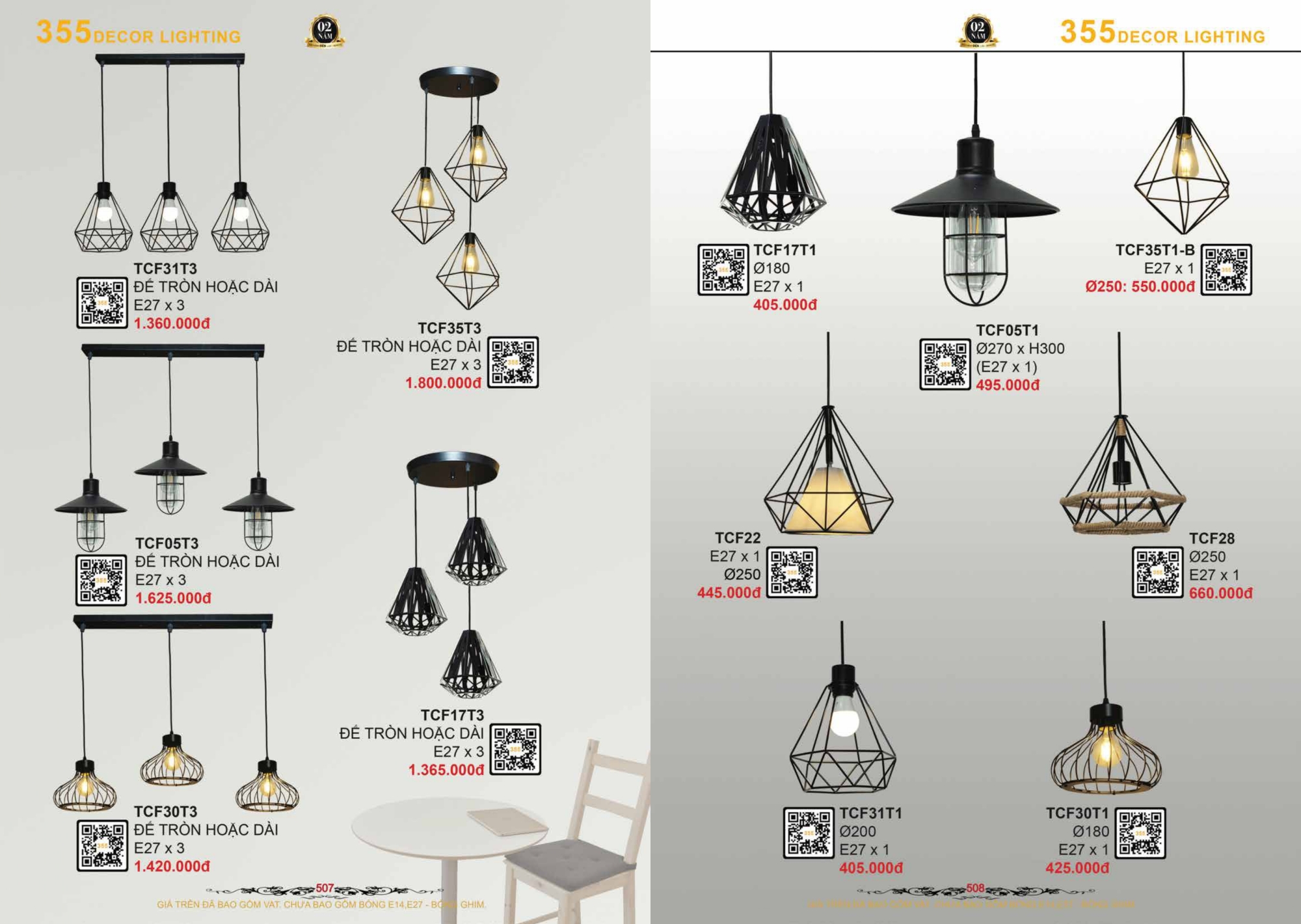 Bảng giá đèn trang trí 355 Decor