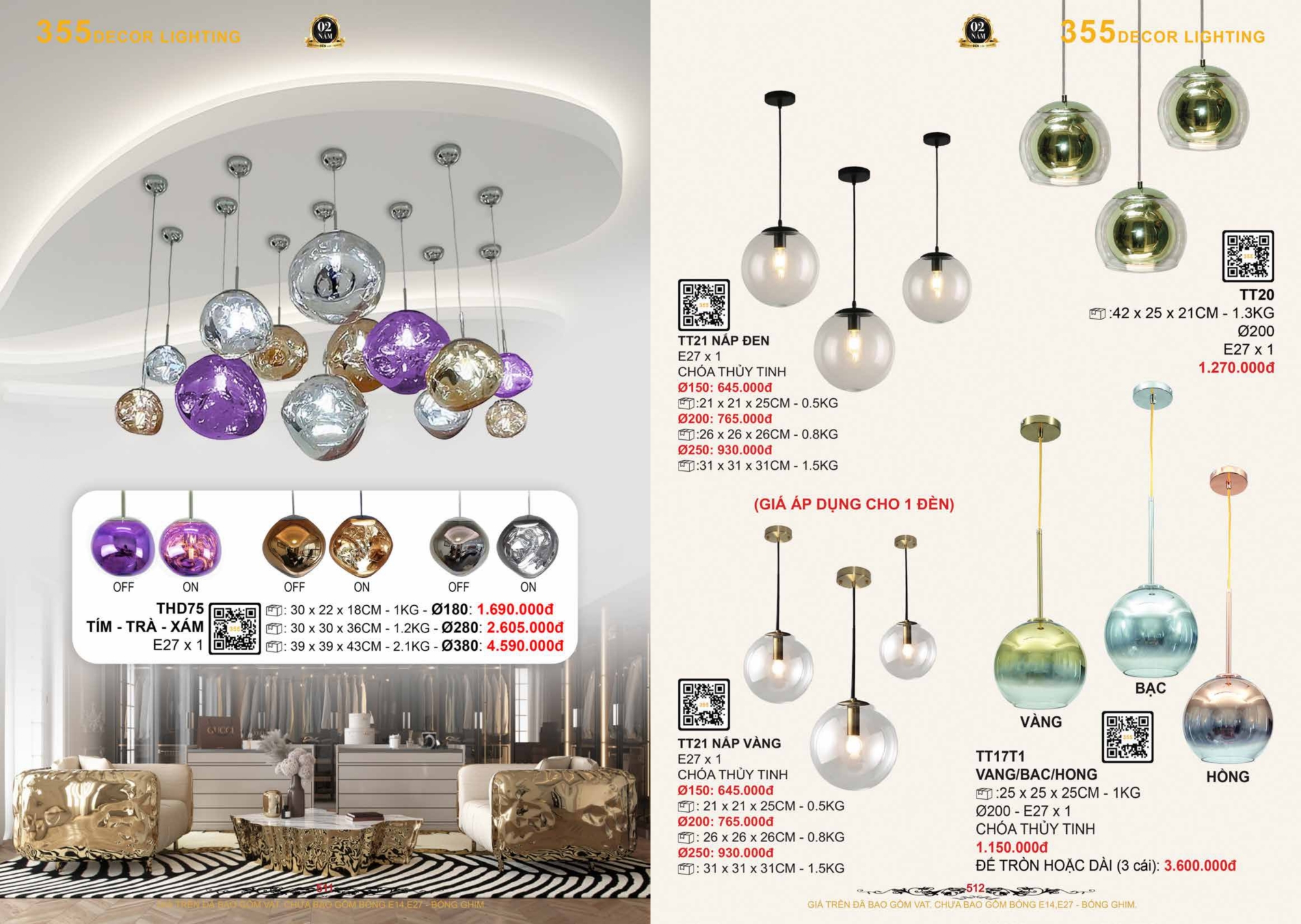 Bảng giá đèn trang trí 355 Decor