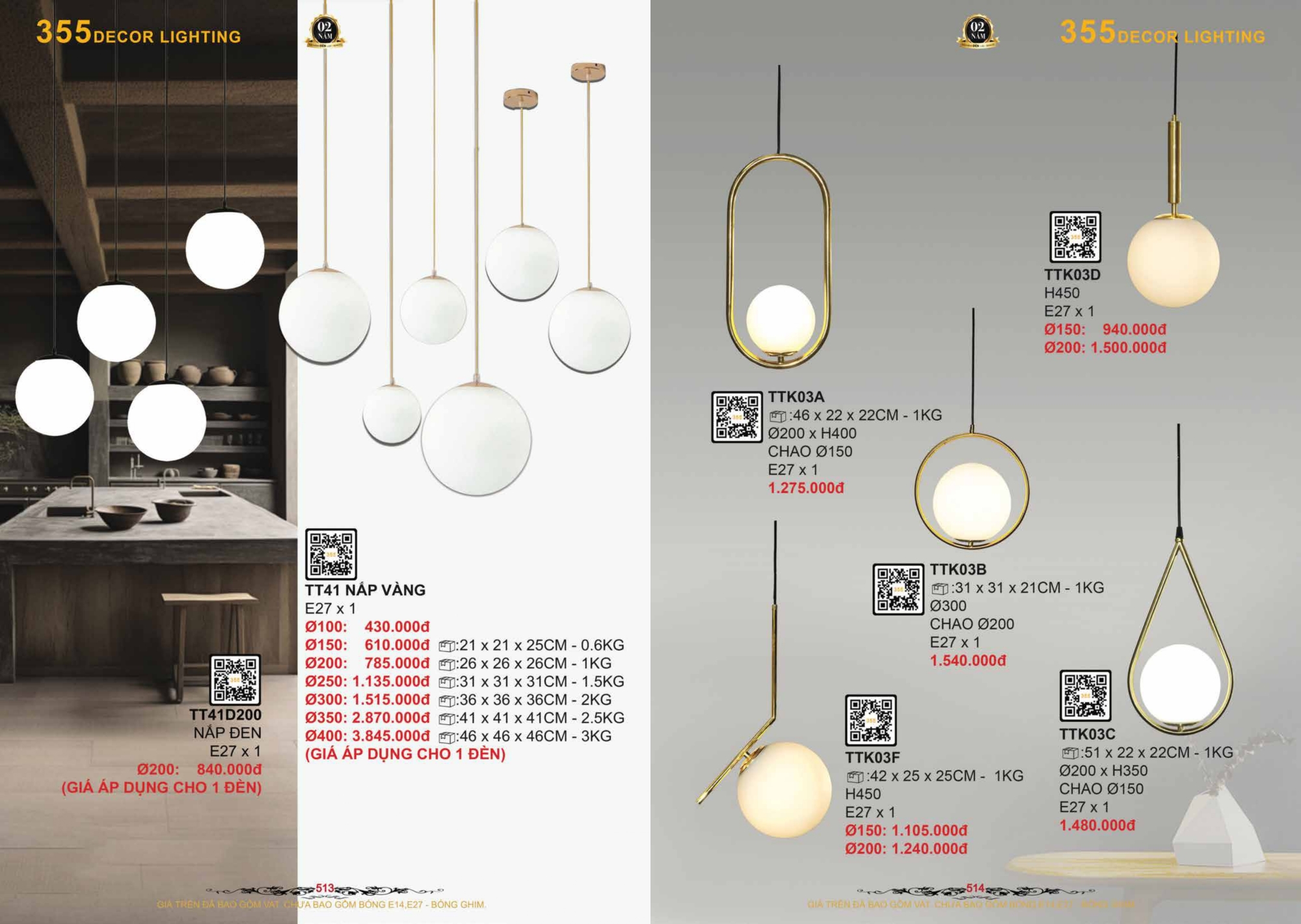 Bảng giá đèn trang trí 355 Decor