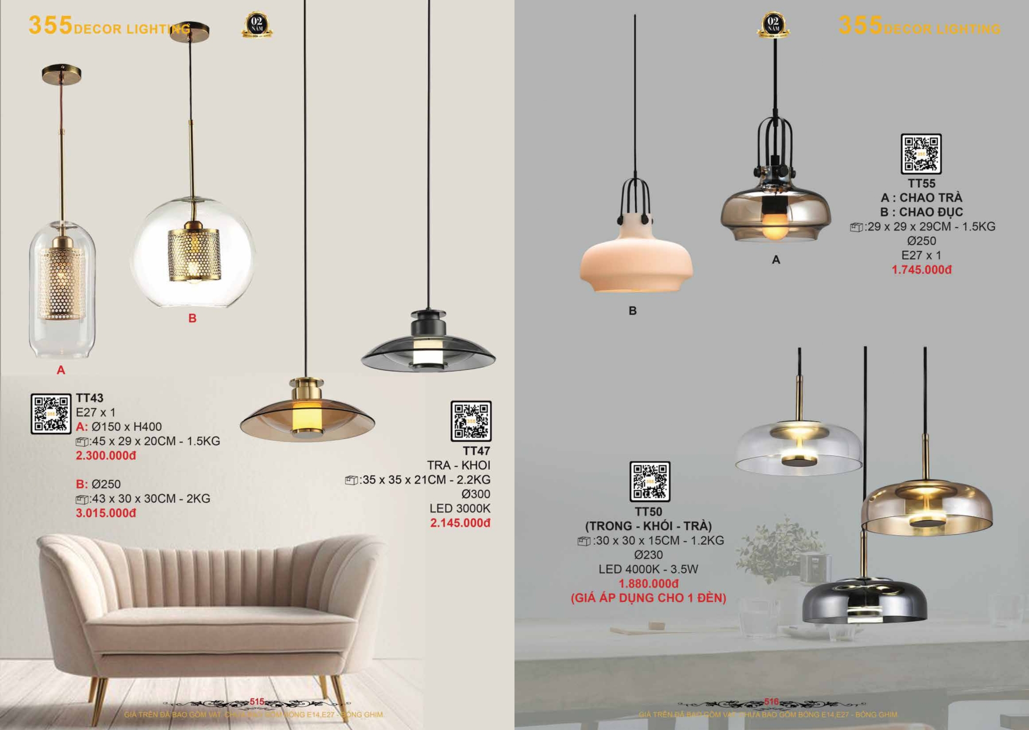 Bảng giá đèn trang trí 355 Decor