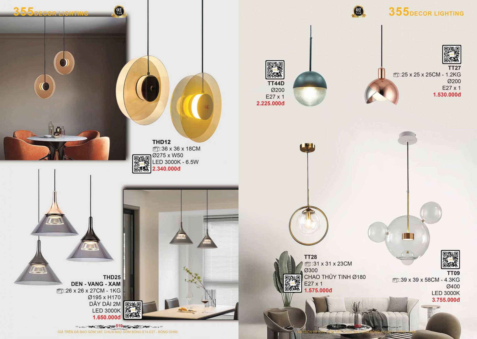 Bảng giá đèn trang trí 355 Decor