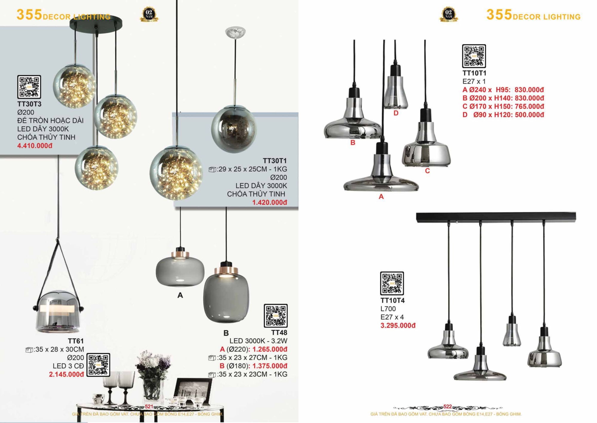 Bảng giá đèn trang trí 355 Decor