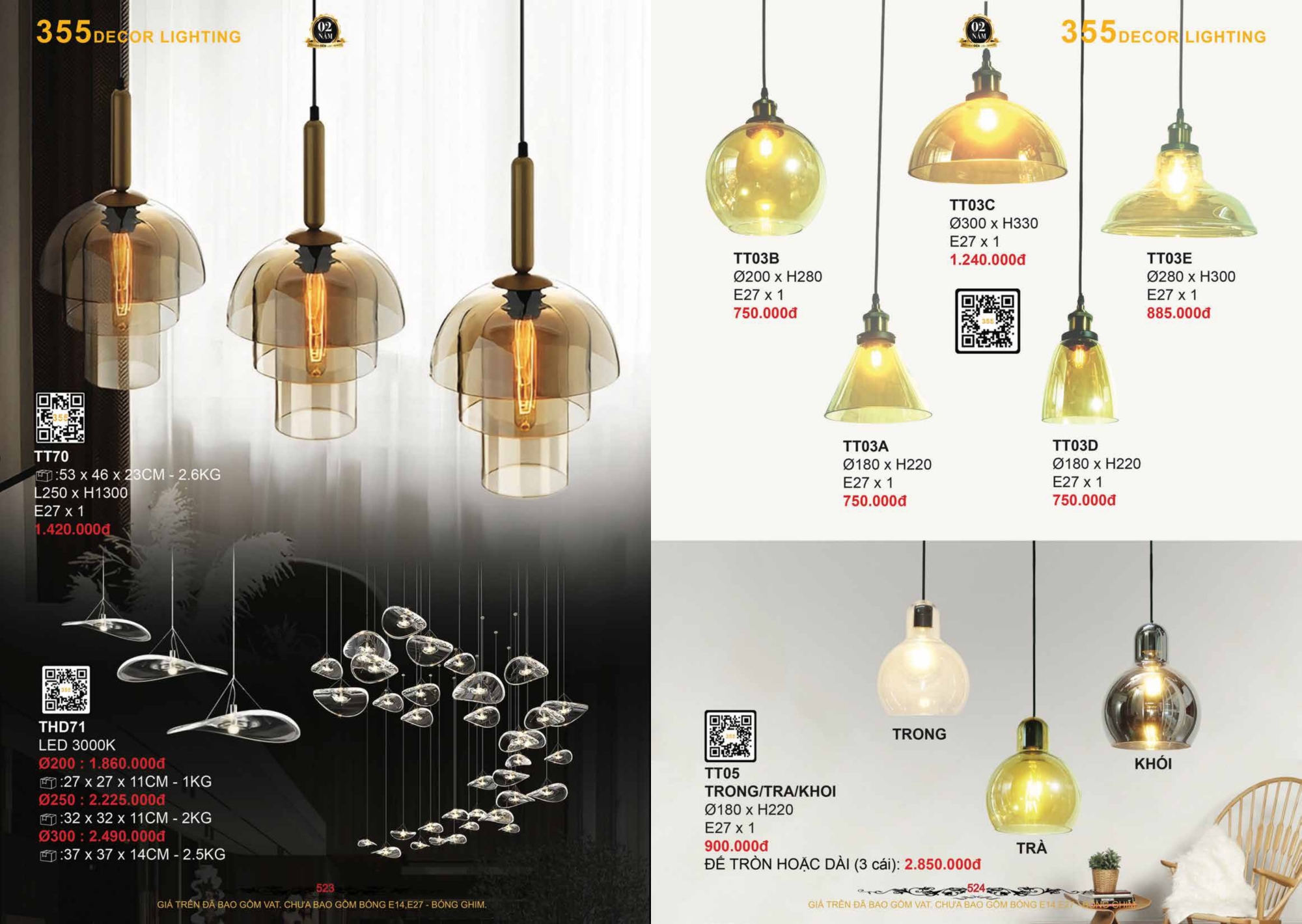 Bảng giá đèn trang trí 355 Decor