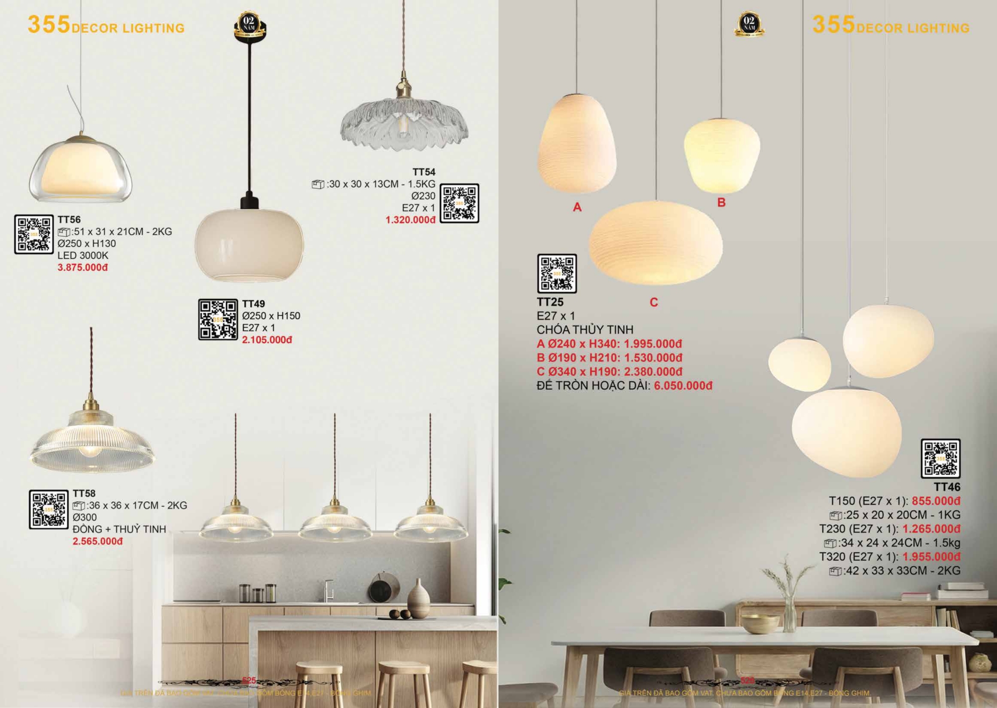 Bảng giá đèn trang trí 355 Decor