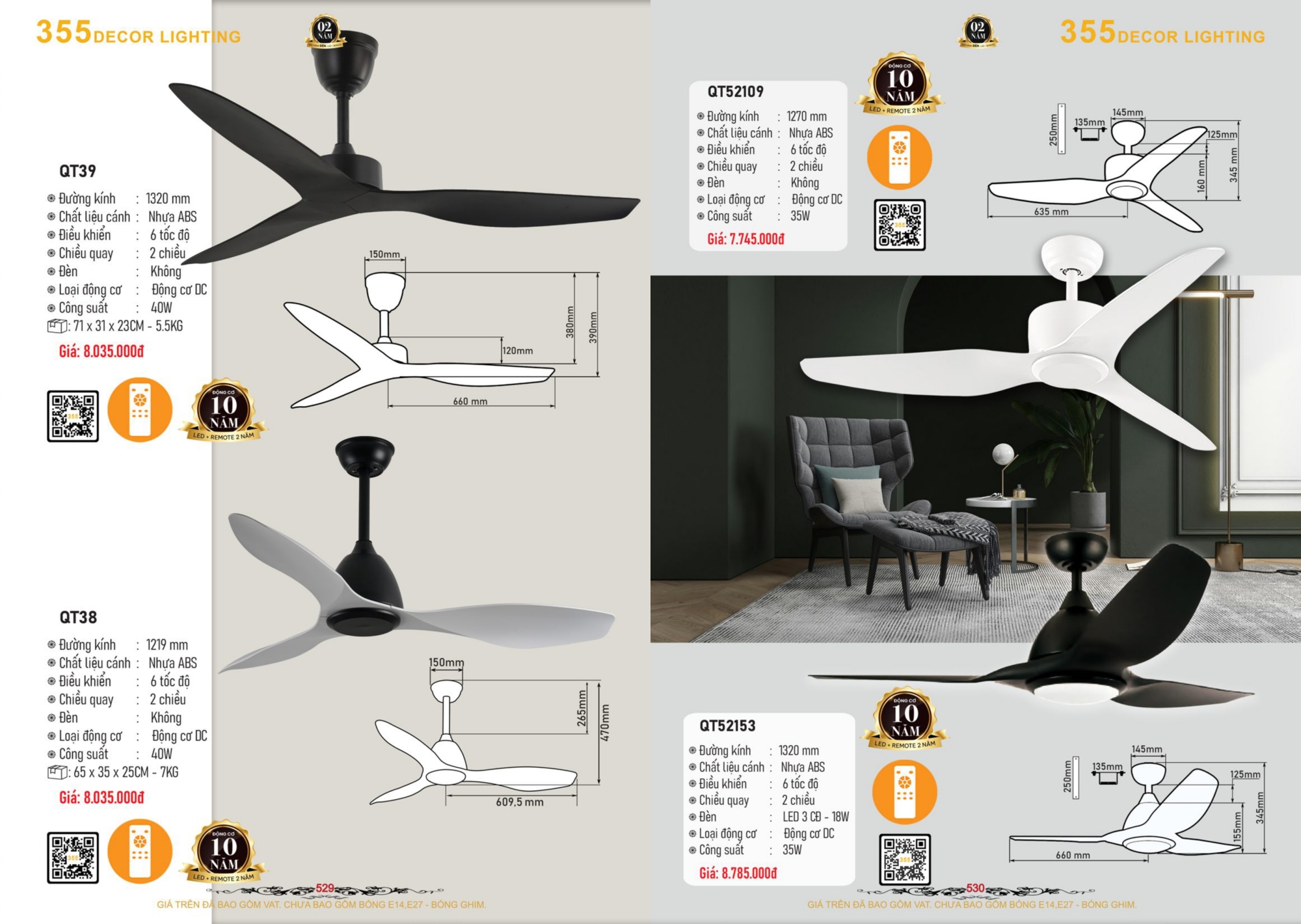 Bảng giá đèn trang trí 355 Decor