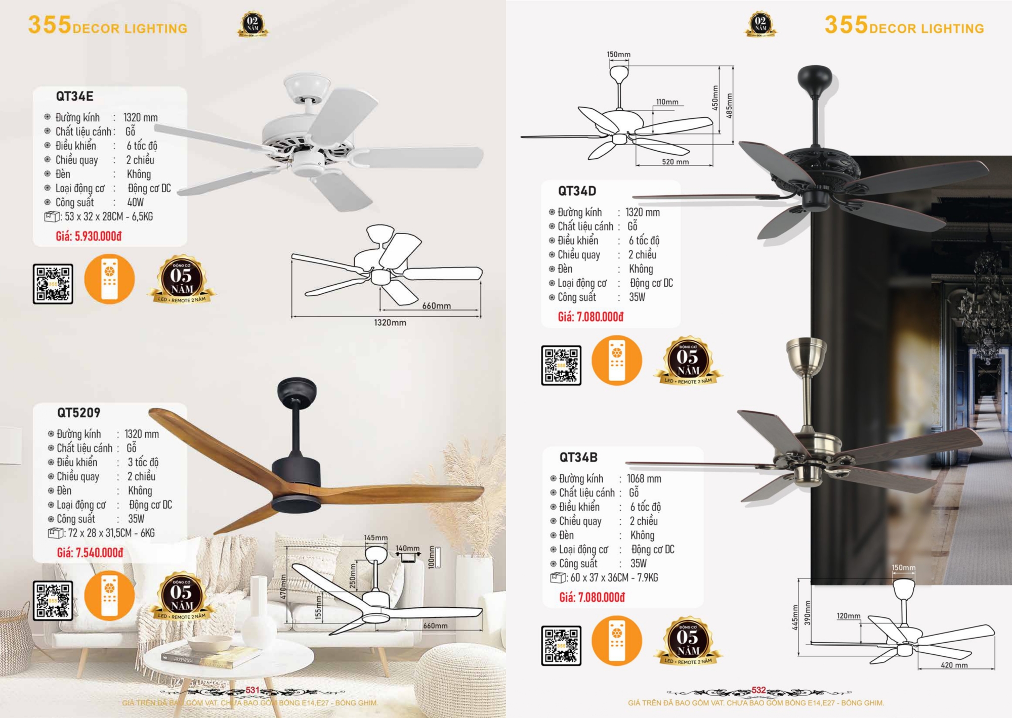 Bảng giá đèn trang trí 355 Decor