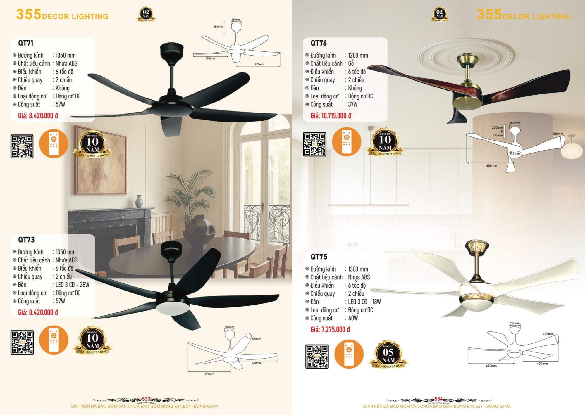 Bảng giá đèn trang trí 355 Decor